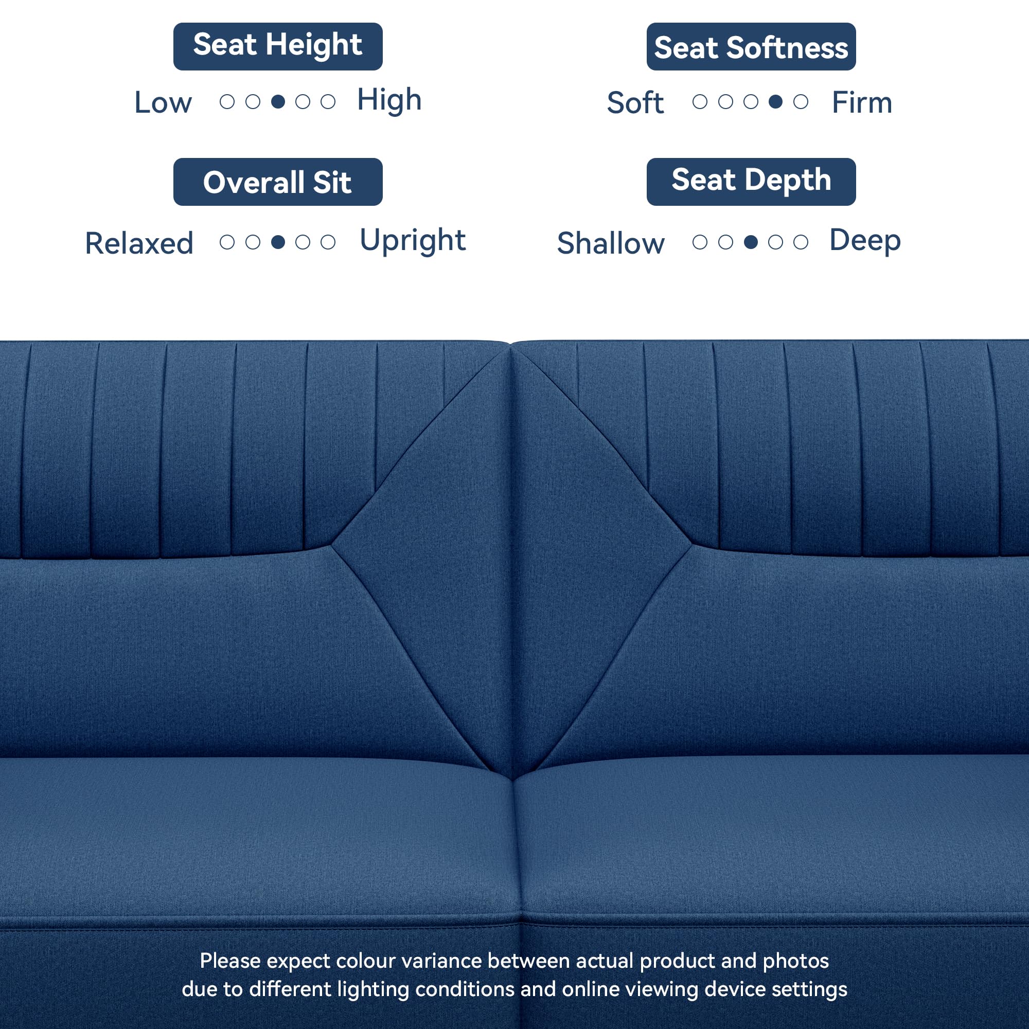 Convertible Futon Sofa Bed with Adjustable Backrest