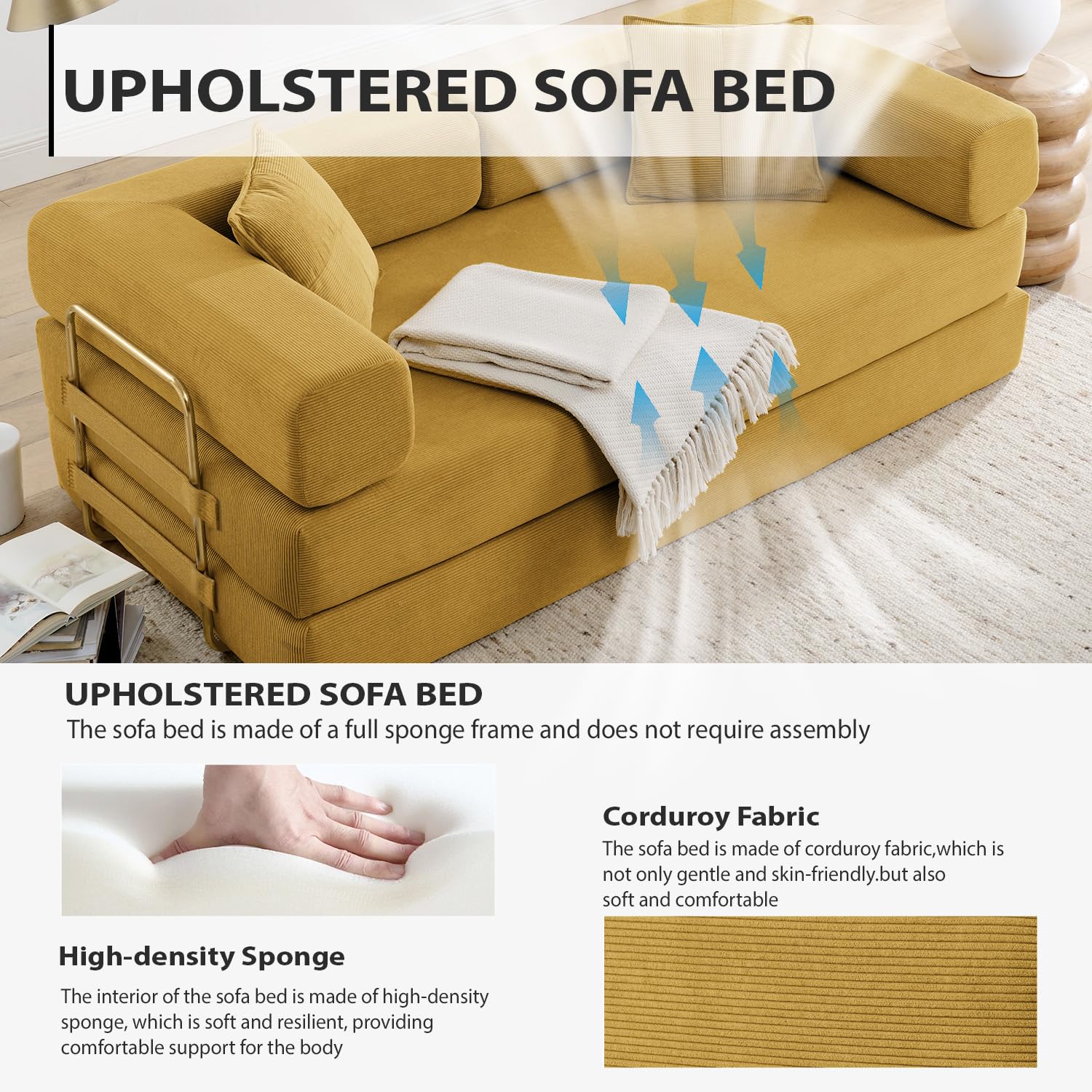 4-in-1 Folding Convertible Sofa Bed with Pull Out Sleeper