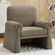 Grey Chenille Accent Chair with Rounded Armrests