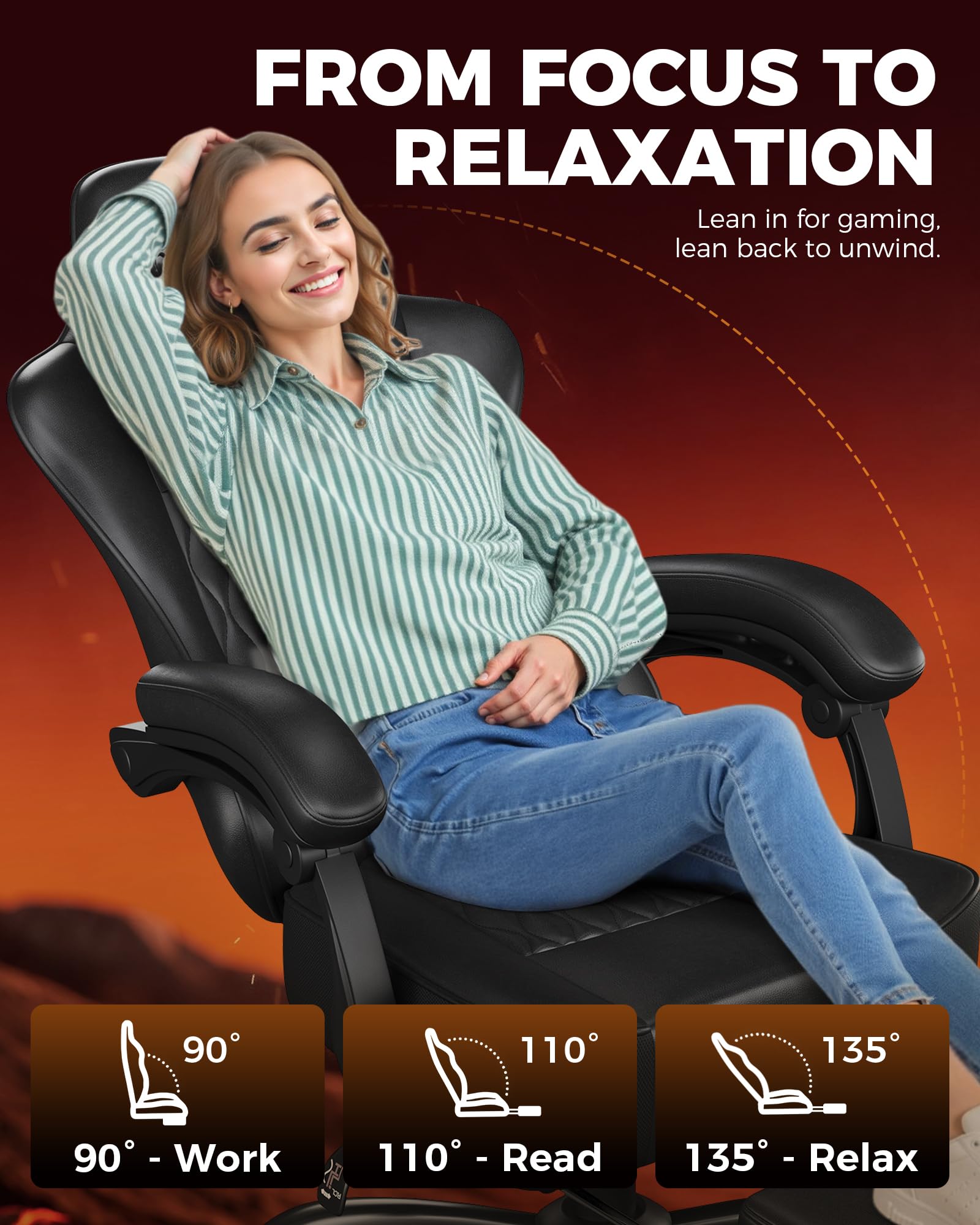 Big and Tall Gaming Chair with Footrest