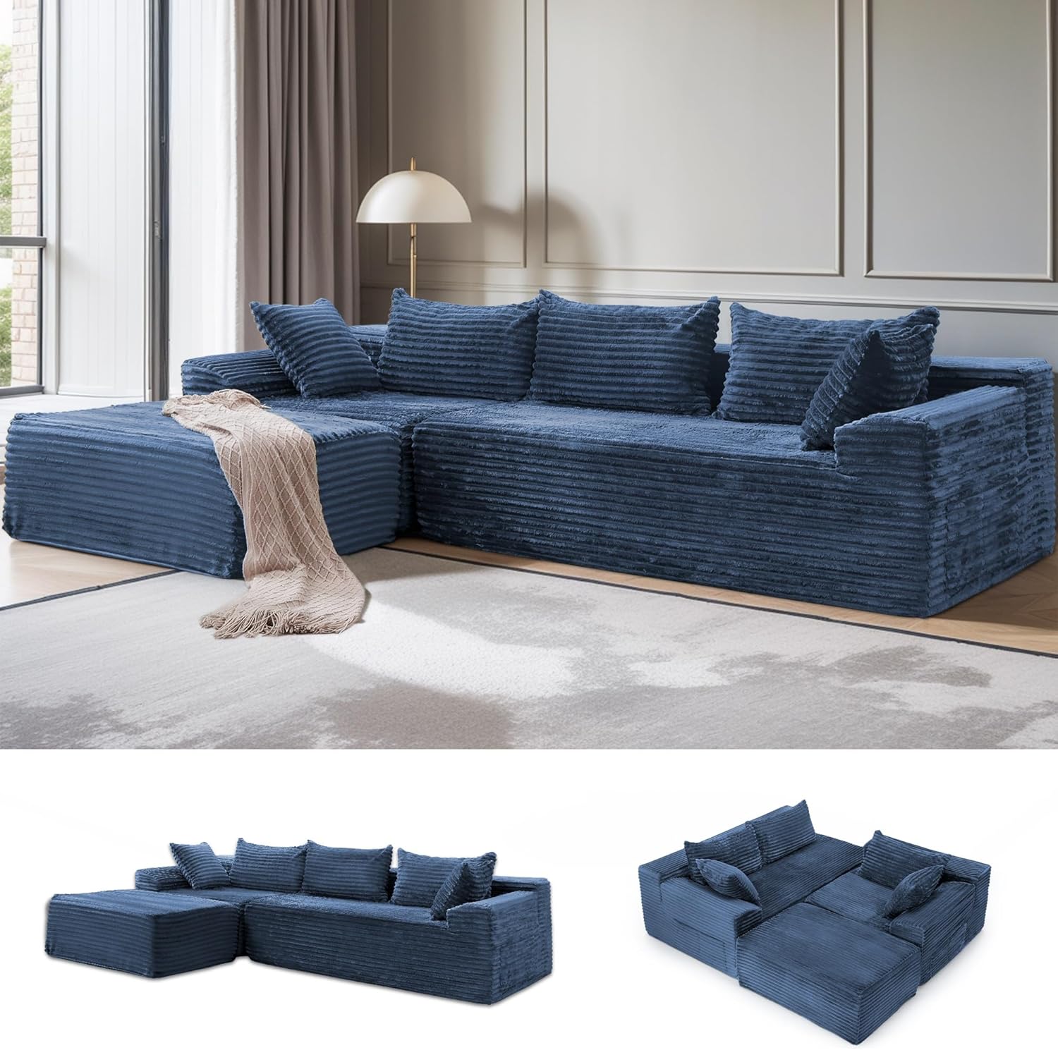 110" L-Shaped Modular Sectional Sofa with Chaise