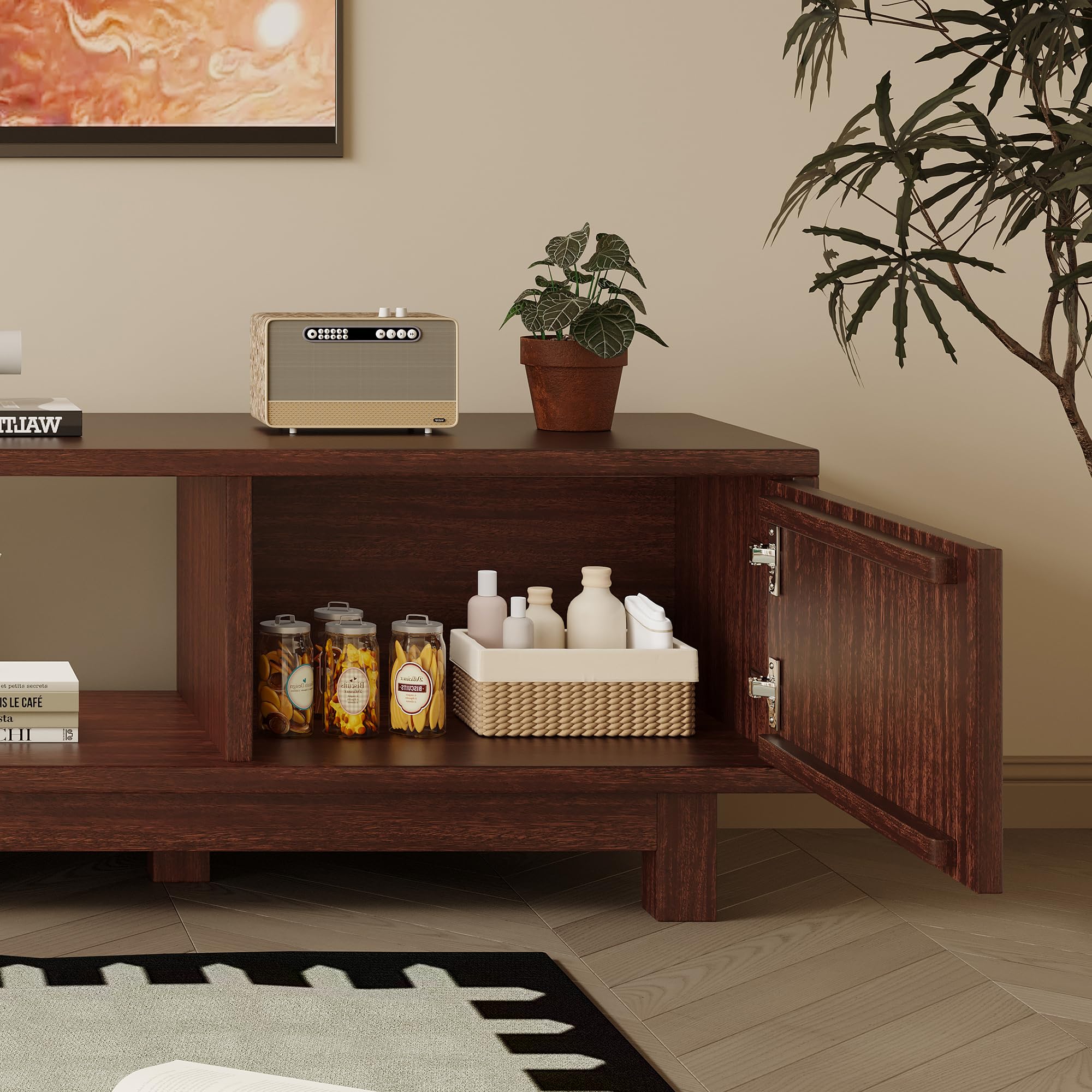 70" TV Stand with Storage and Open Shelves