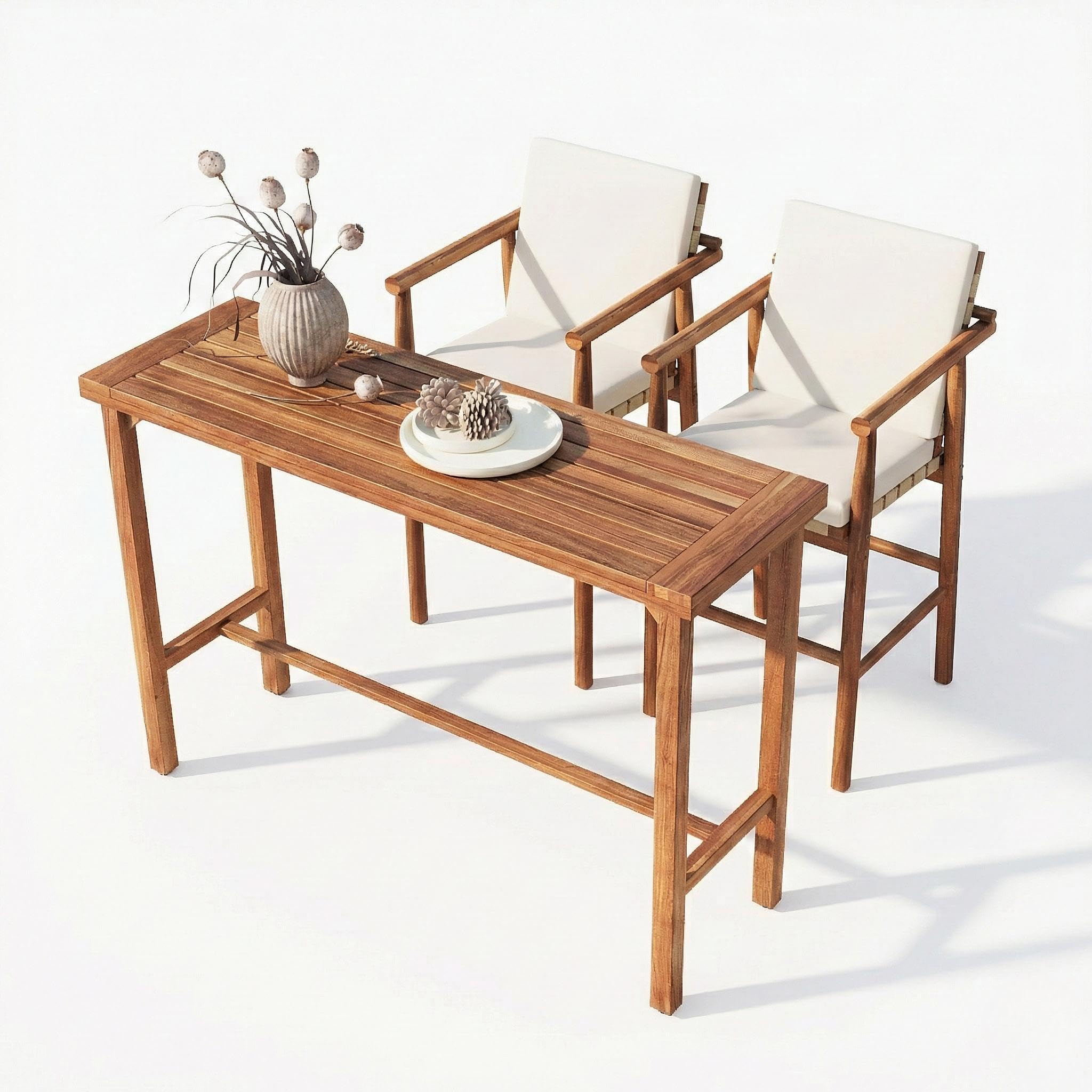 3-Piece Outdoor Bar Set with Cushions