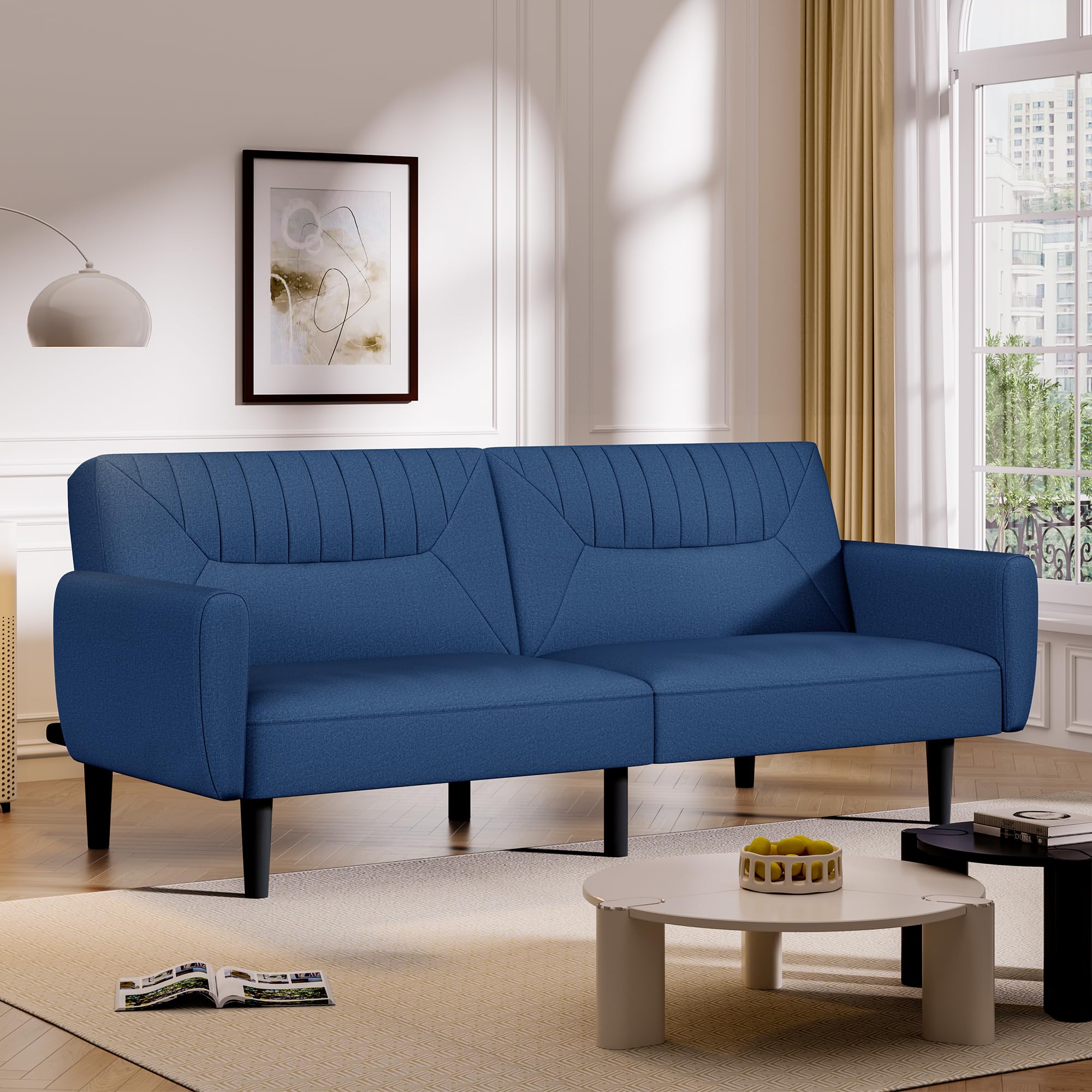 Convertible Futon Sofa Bed with Adjustable Backrest