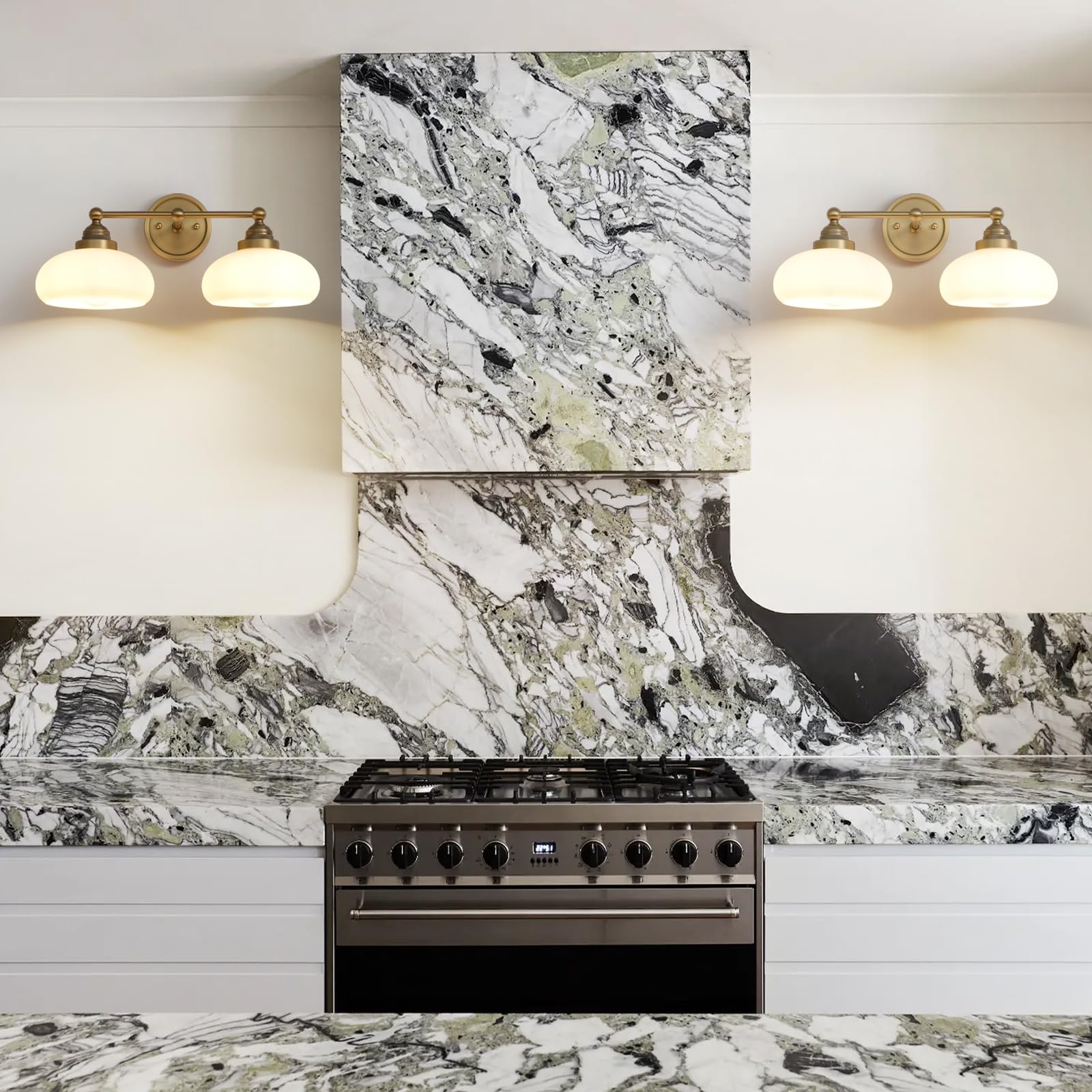 Vintage 2-Light Wall Sconce with Milk White Glass Shade