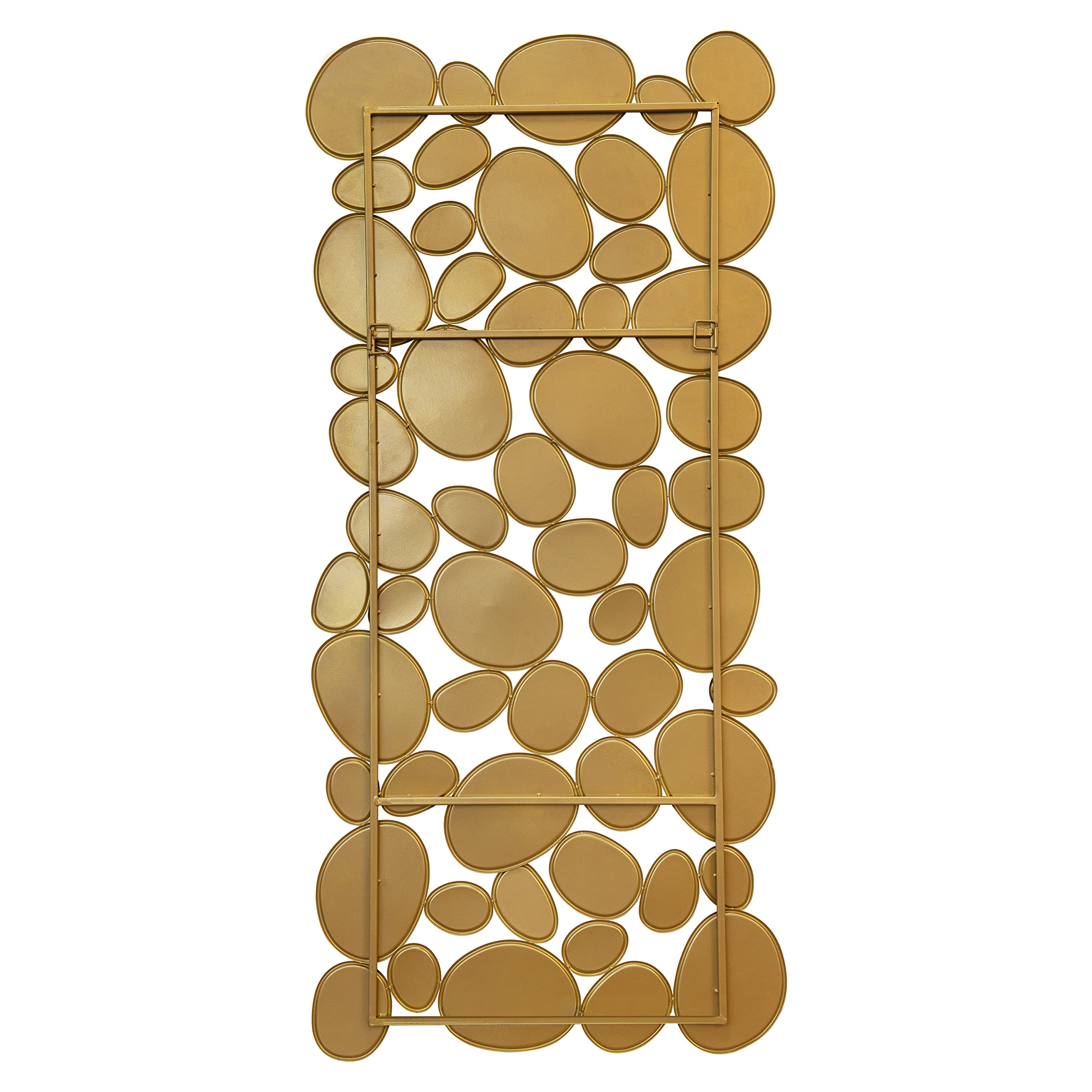 Gold Decorative Wall Mirror - 23x51 Inch Pebble Design Metal Frame