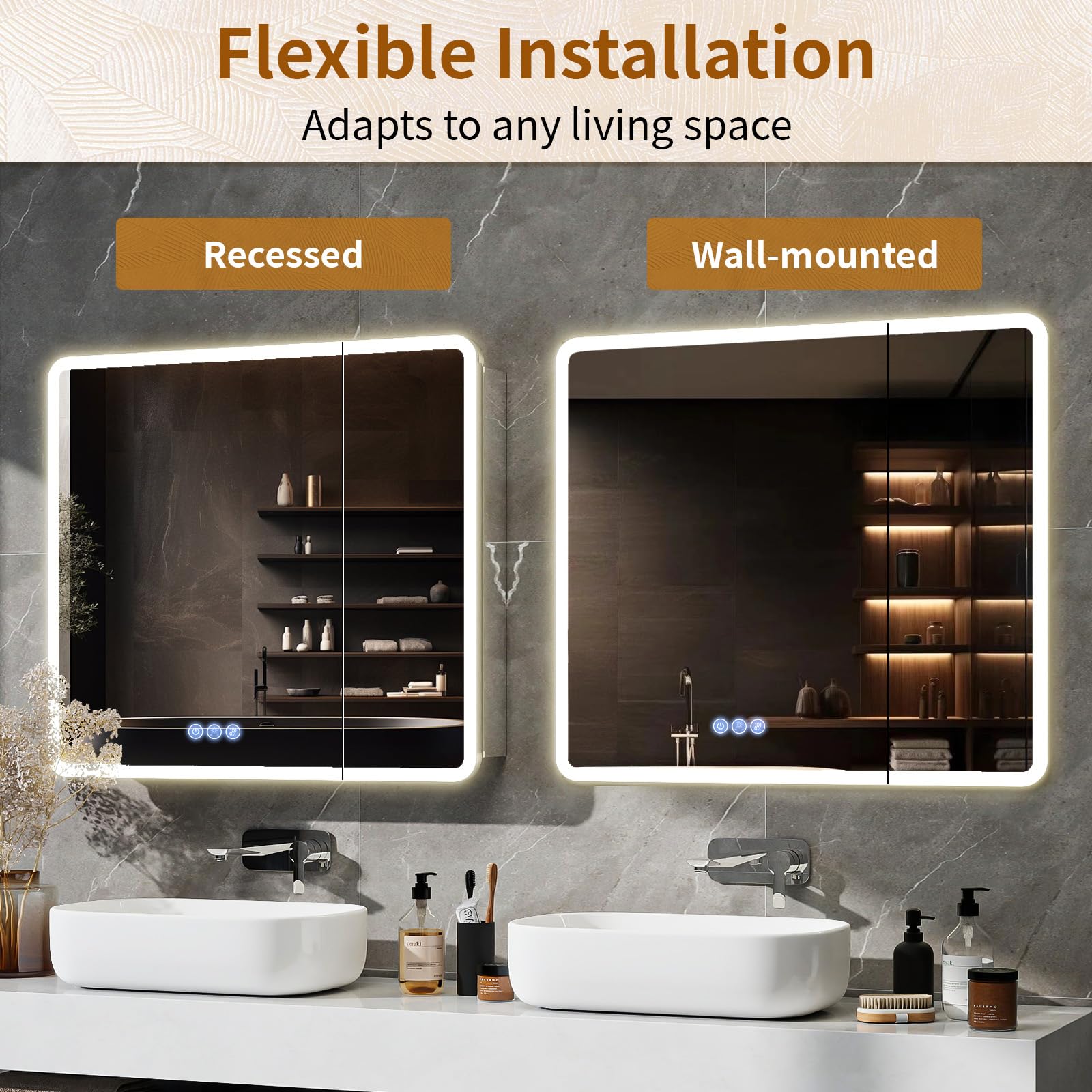 36x32 LED Bathroom Medicine Cabinet with Mirror