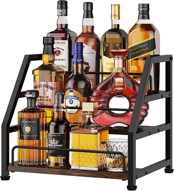 4-Tier Wine Rack with Glass Holder and Fabric Drawer