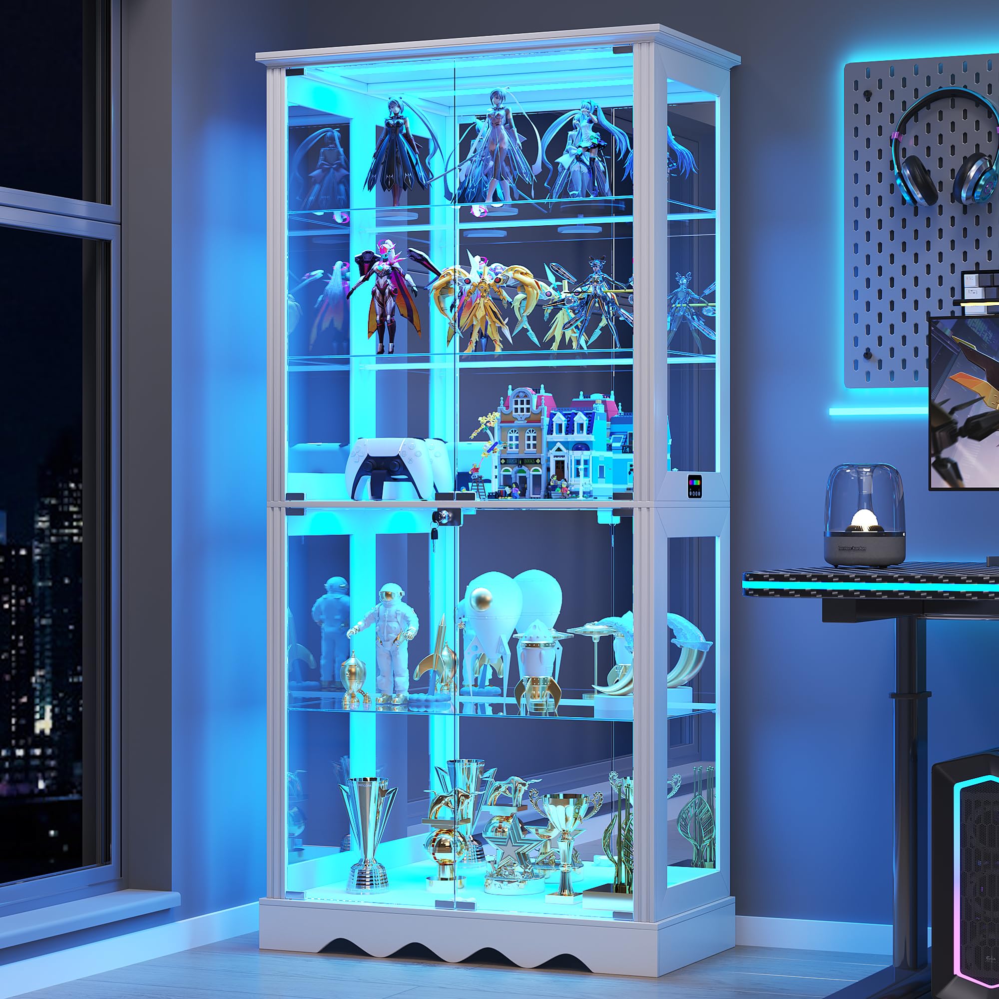 5-Tier Glass Display Cabinet with RGB Lighting
