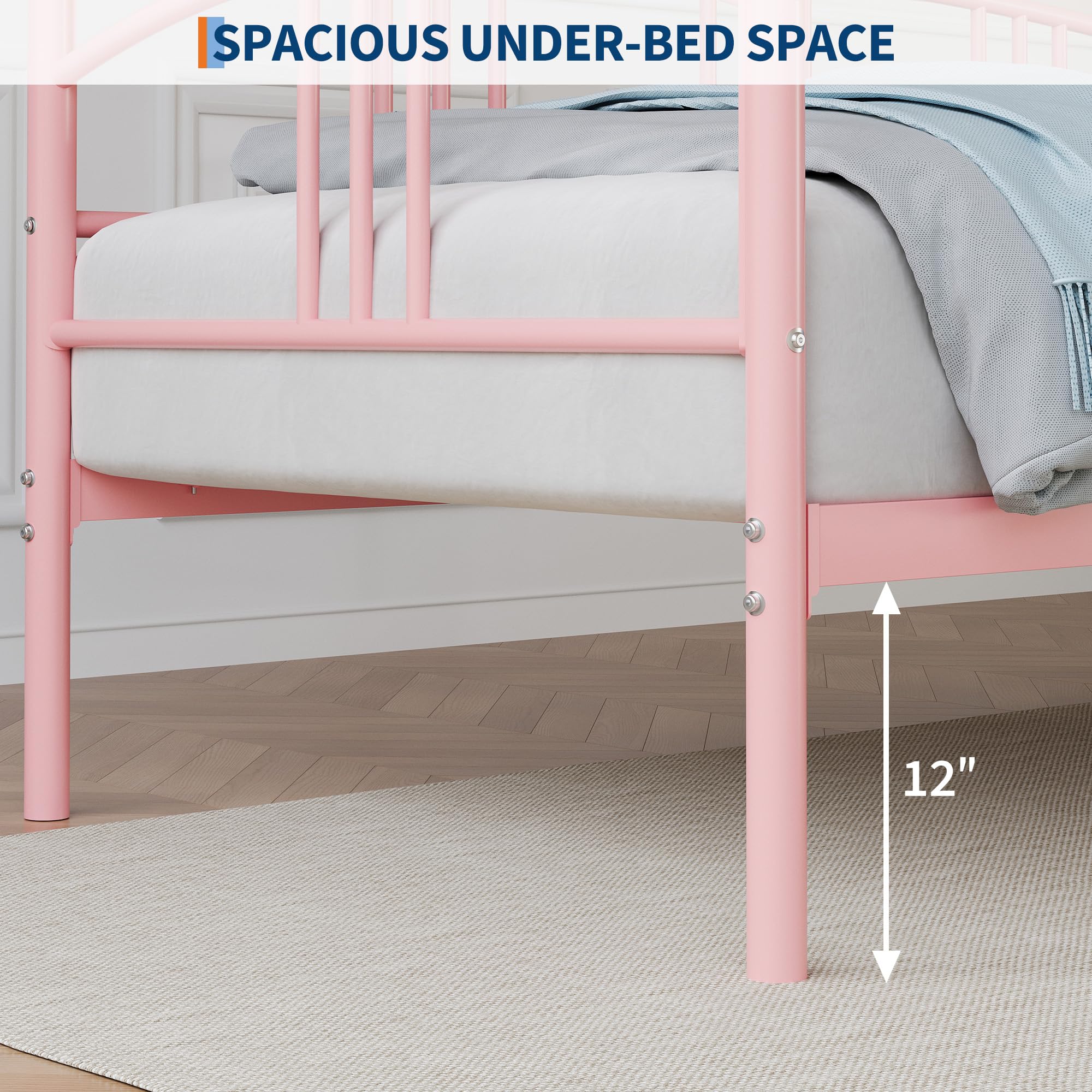 Twin Daybed with Trundle and Steel Slat Support