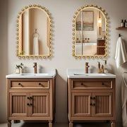 Arched Wall Mirror 24x36 Inch Antique Gold Ball Frame