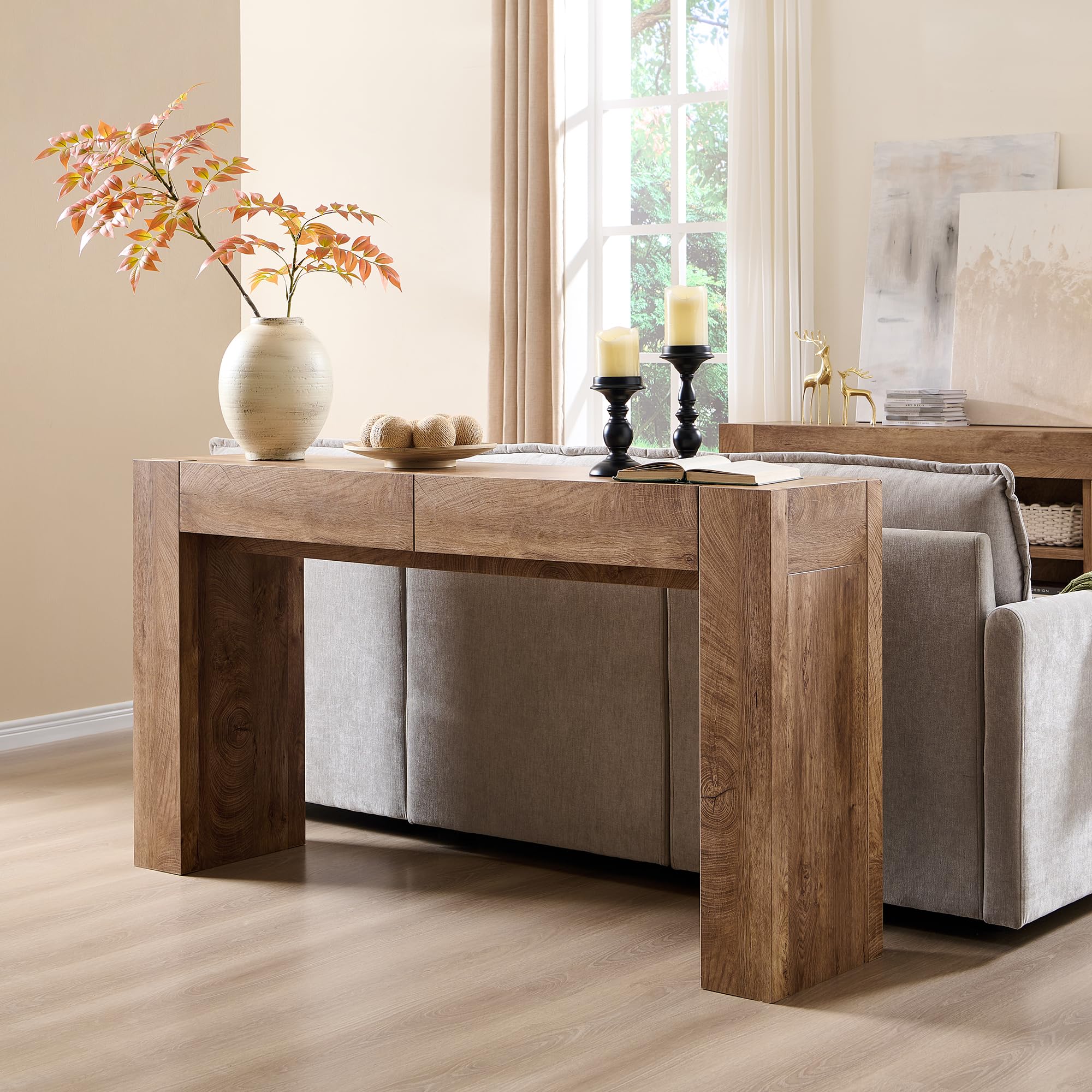 Modern Entryway Console Table with Drawers 63 Inch