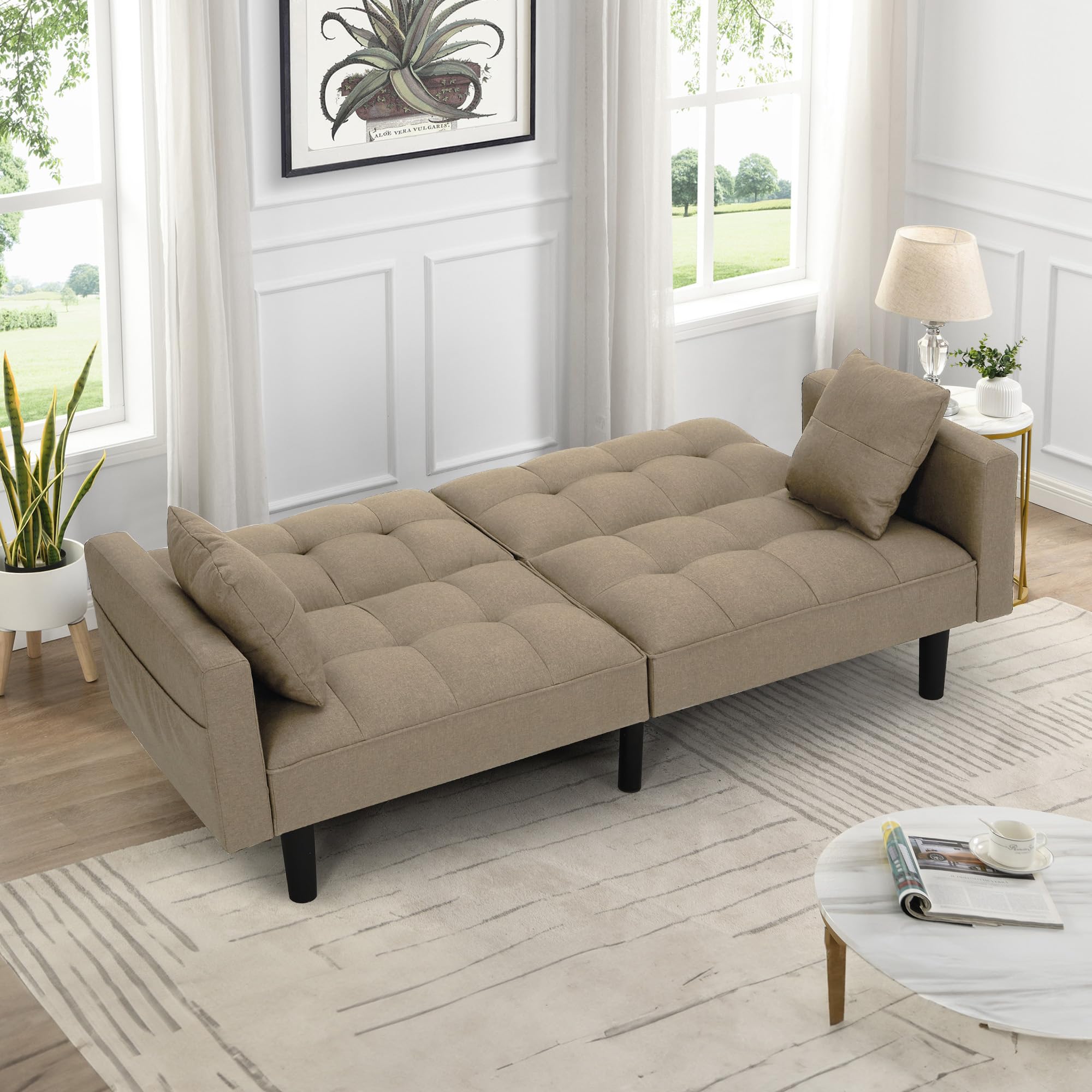 Convertible Futon Sofa Bed with Adjustable Back