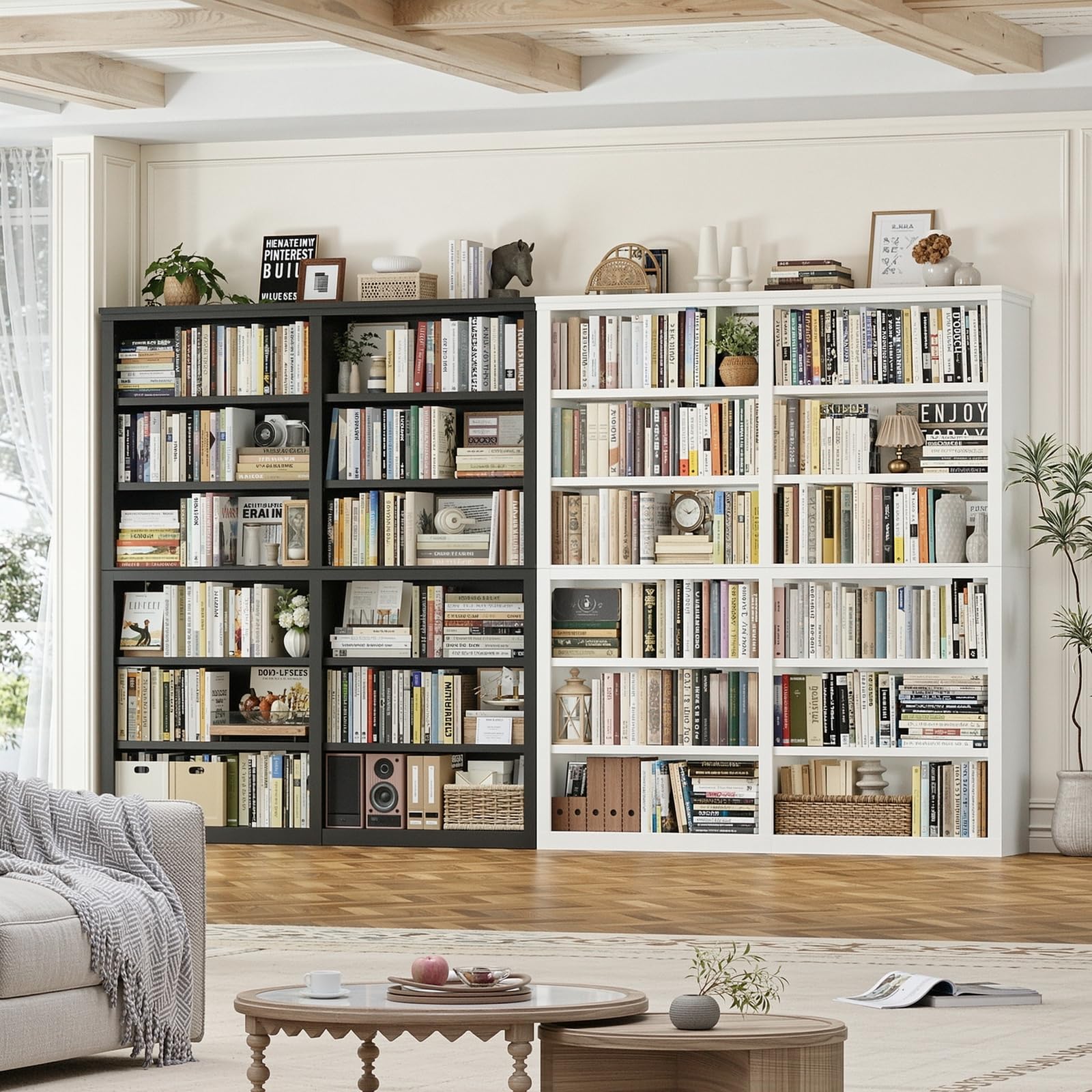 Large White Bookshelf with 12 Shelves