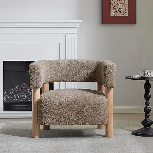 Boucle Accent Chair with Round Backrest