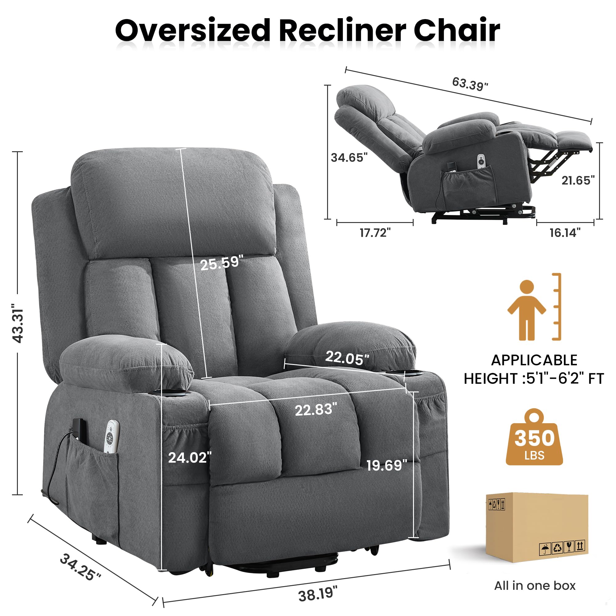 Power Lift Recliner Chair with Heat and Massage