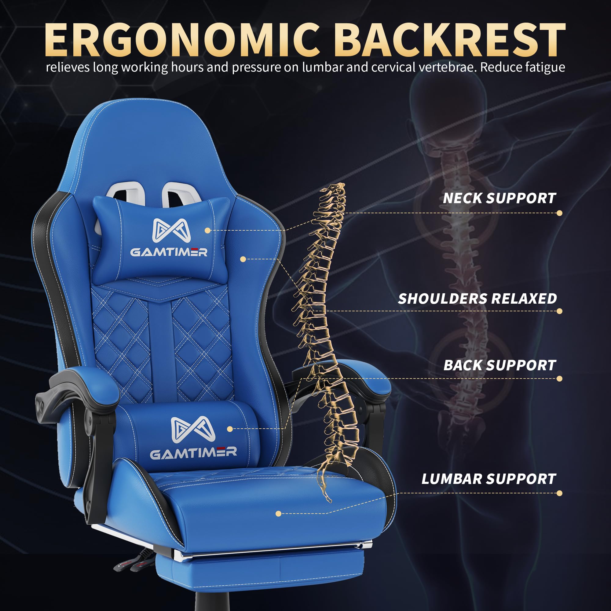 Ergonomic Gaming Chair with Footrest