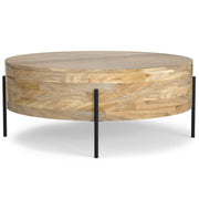 Rayburn Drum Coffee Table - 38 Inch Round Solid Mango Wood
