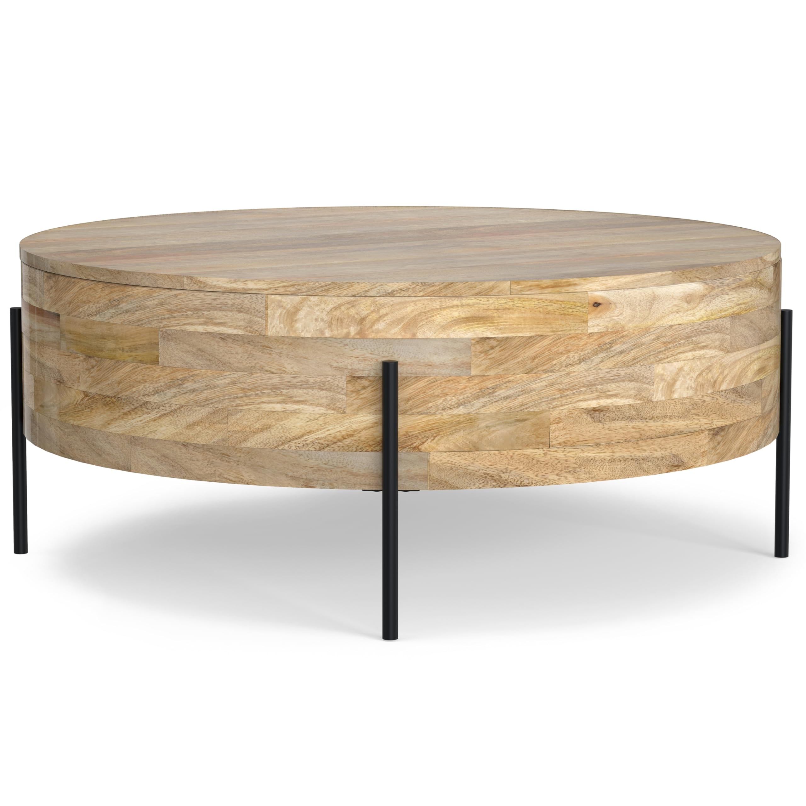 Rayburn Drum Coffee Table - 38 Inch Round Solid Mango Wood