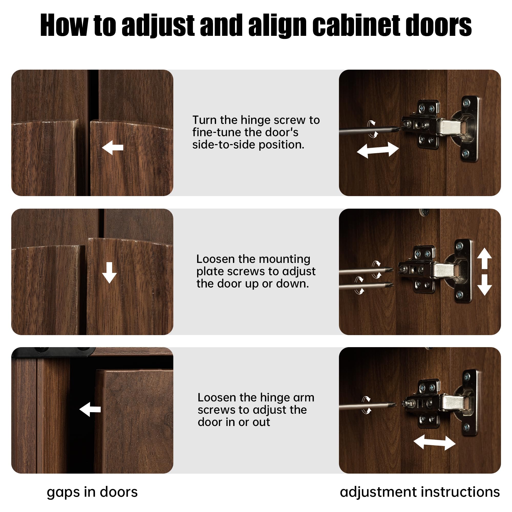 65" Fluted Sideboard Buffet Cabinet with Adjustable Shelves