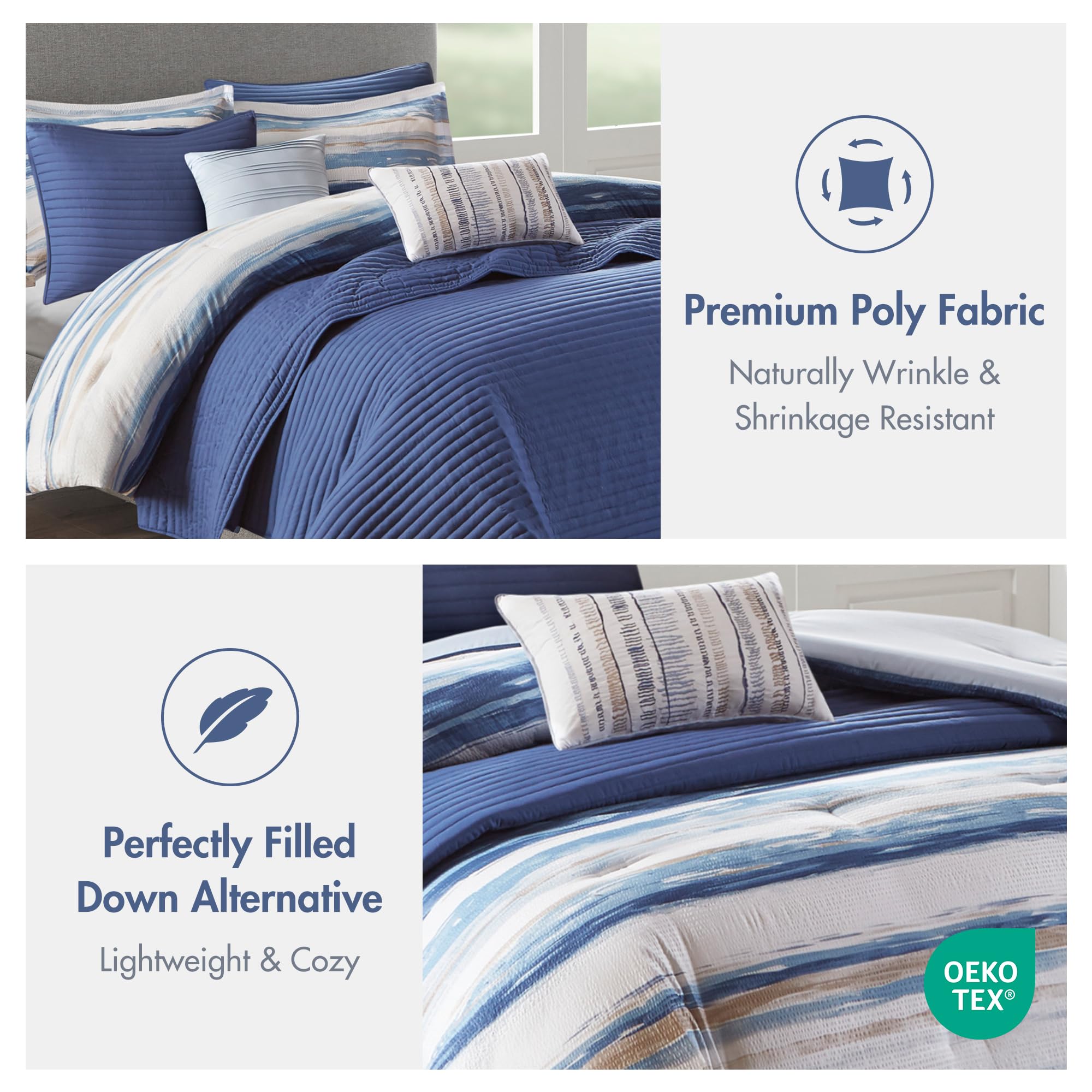 Seersucker Comforter and Coverlet Set King 8 Piece