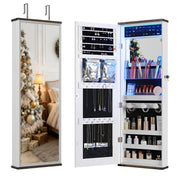 Over the Door Jewelry Organizer Mirror with LED Lights and Lock
