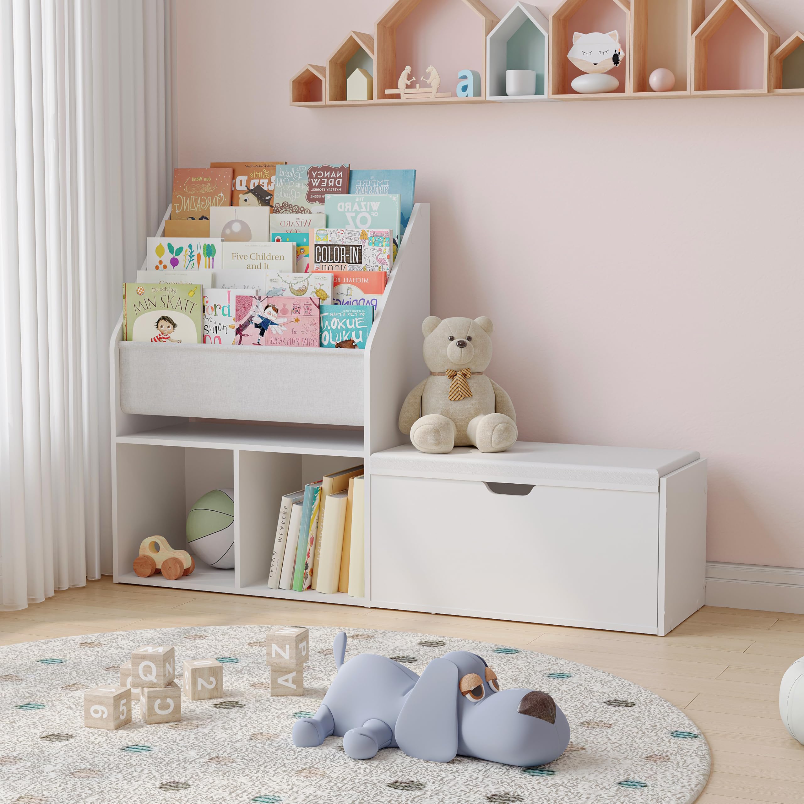 Kids Bookshelf with Reading Nook and Storage