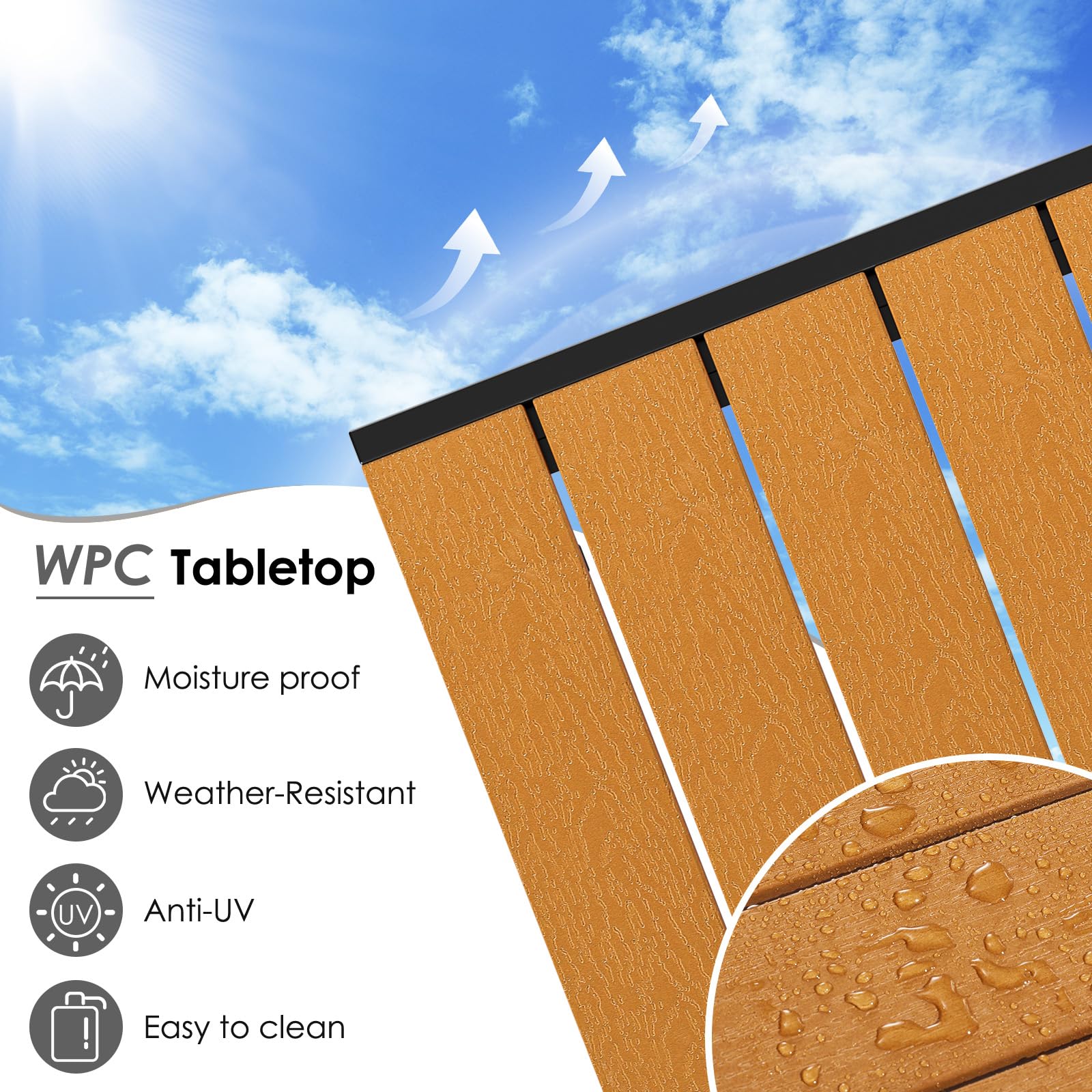 Outdoor Patio Dining Table Rectangle 43×28 Inch