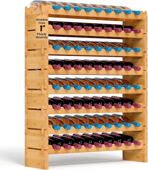 108 Bottle Bamboo Wine Rack Stackable Freestanding 12 Tier
