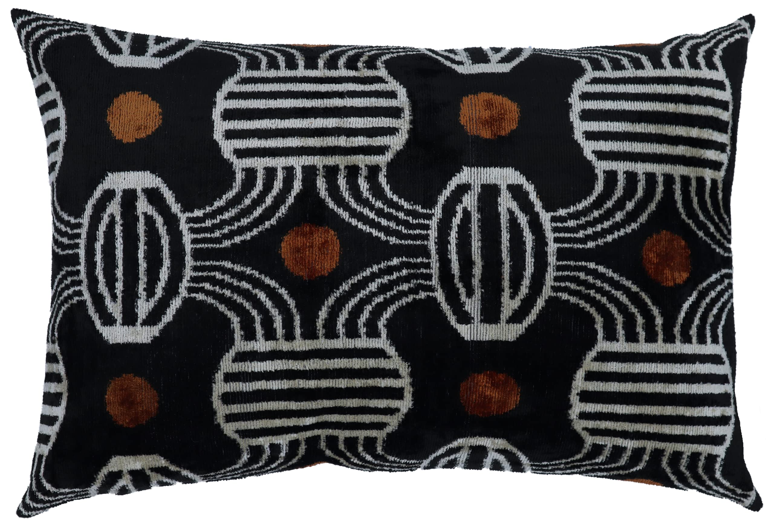 Handmade Velvet Throw Pillow 16x24 - Down Feather Fill Geometric Striped Design