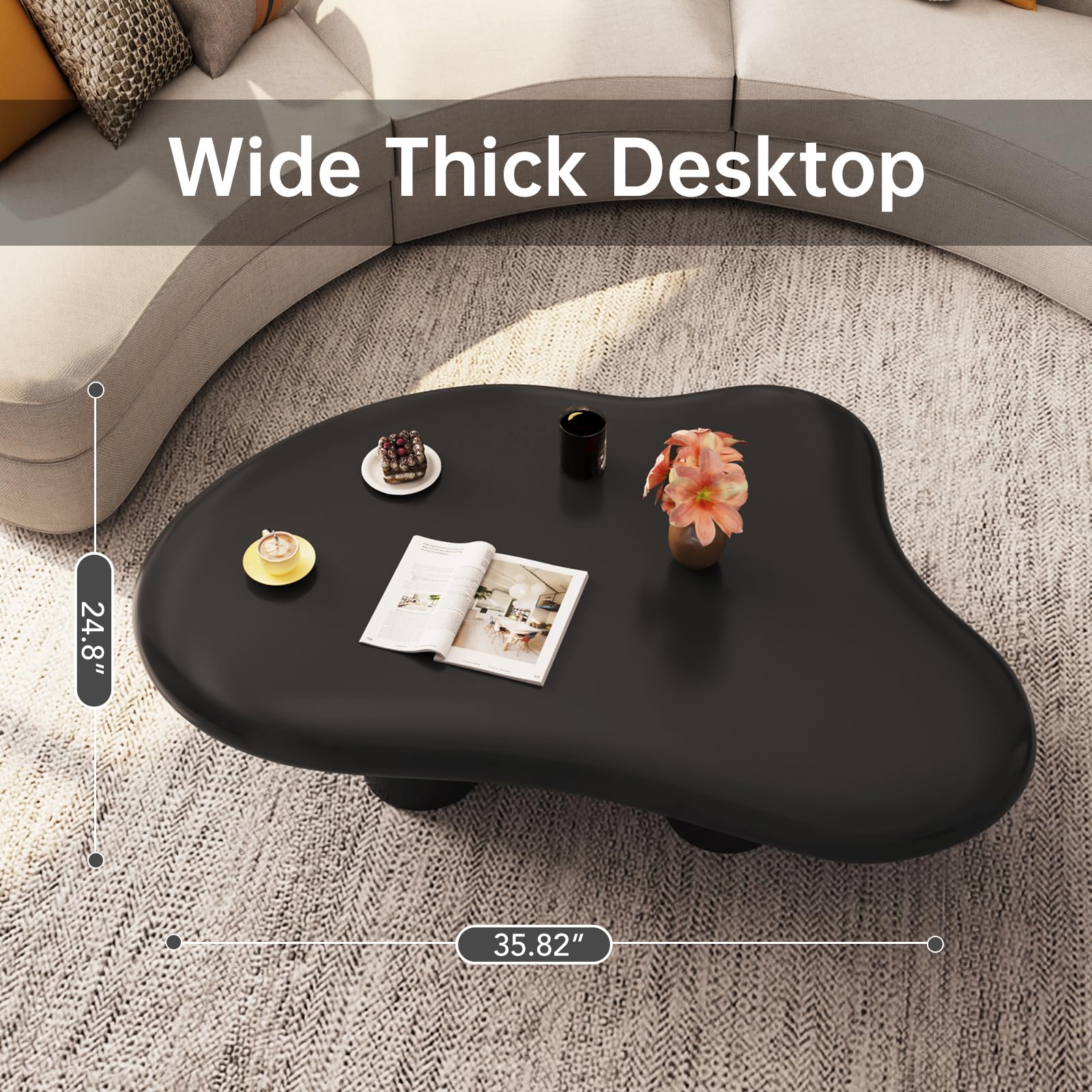 Cloud-Shaped Coffee Table with 4 Legs
