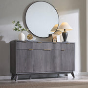 60" Fluted Buffet Sideboard Cabinet with 3 Drawers and 4 Doors