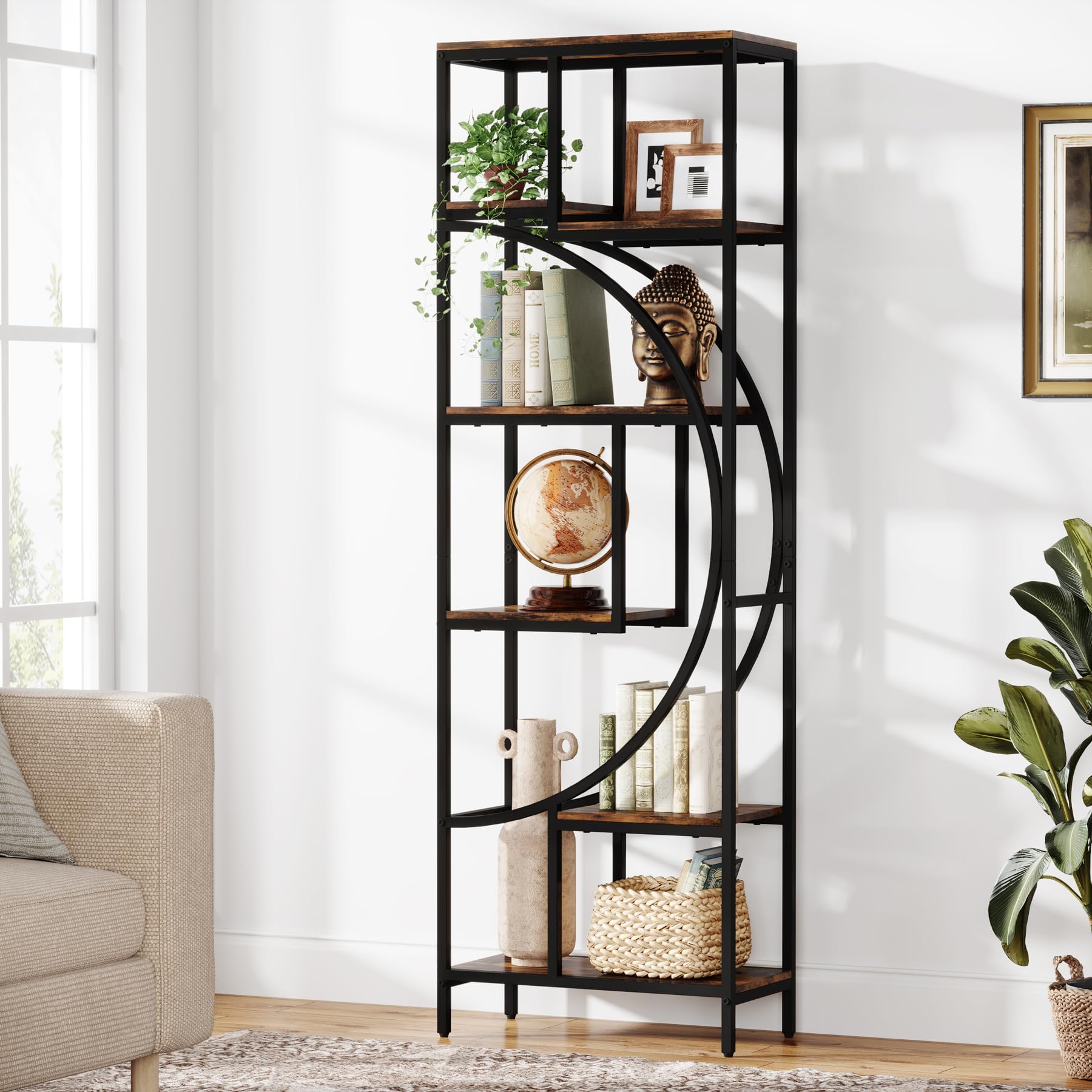 Geometric Bookshelf 70.9" Tall 7-Shelf Storage Unit