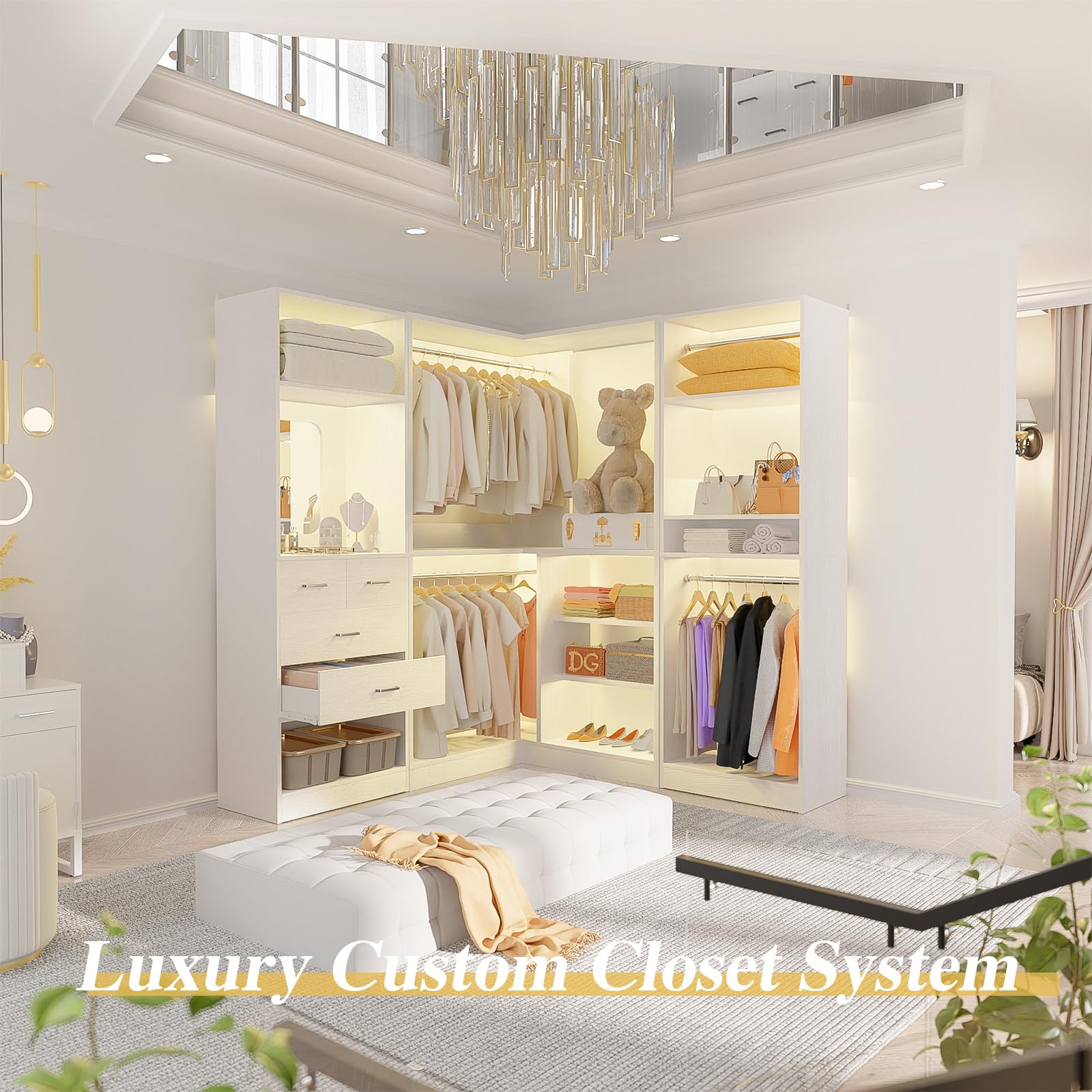 86" Corner Closet System with Mirror
