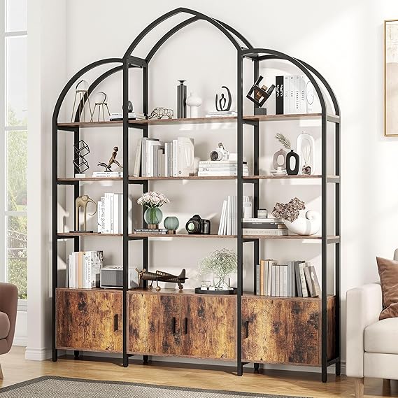 Arched Bookshelf with Storage