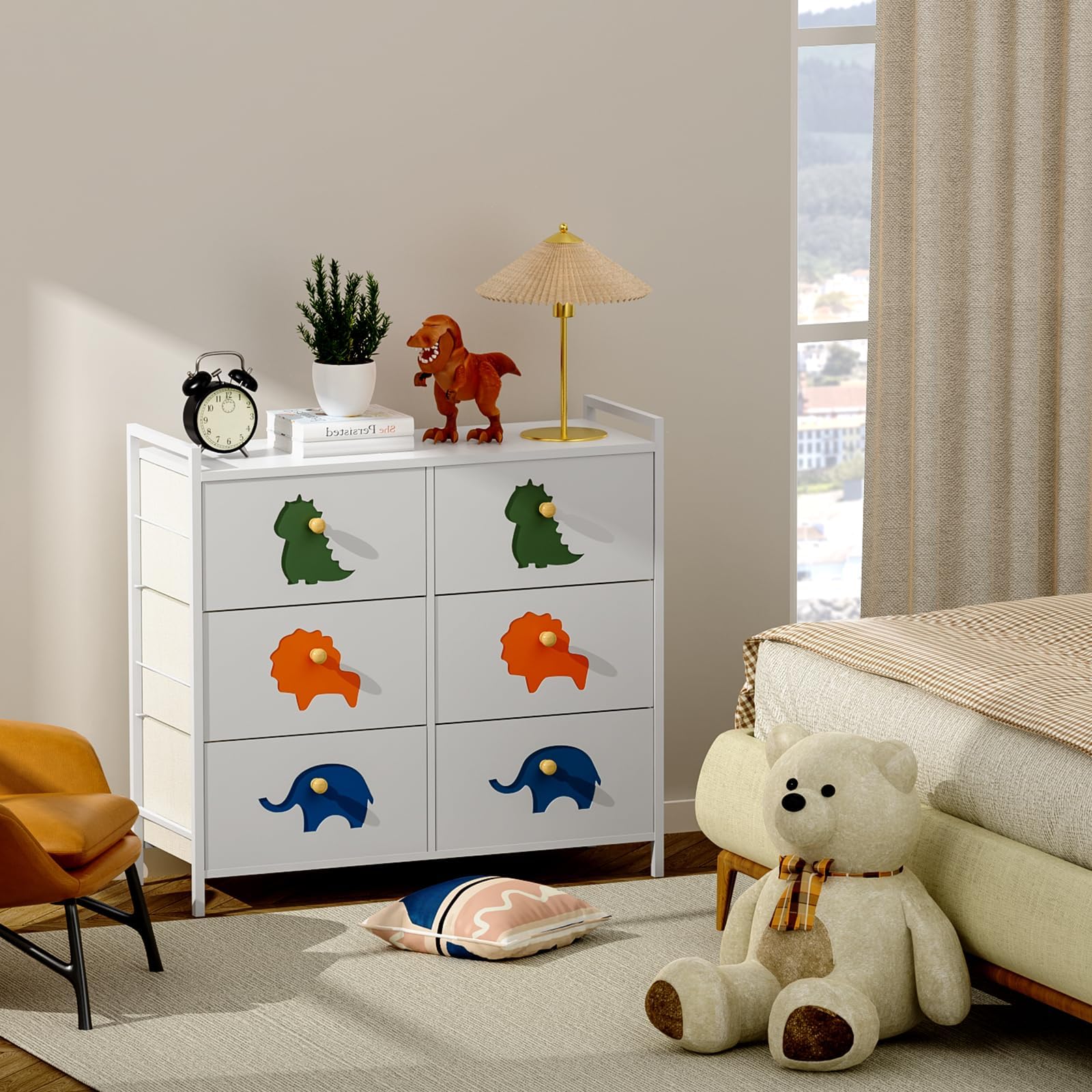 Kids Dresser with 6 Fabric Drawers