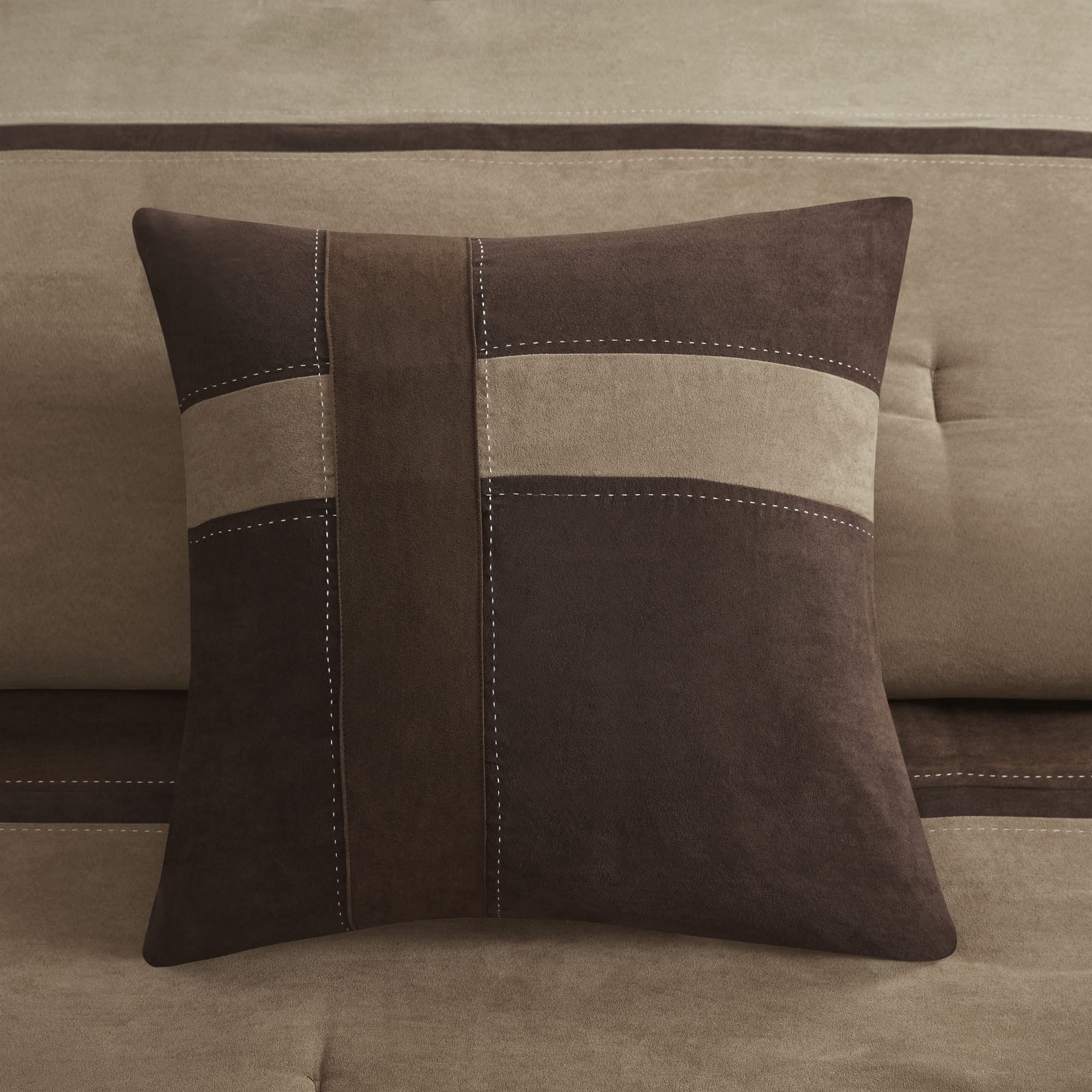 King Comforter Set 7-Piece Faux Suede