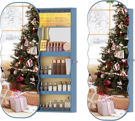 47.2" LED Jewelry Mirror Cabinet with Storage