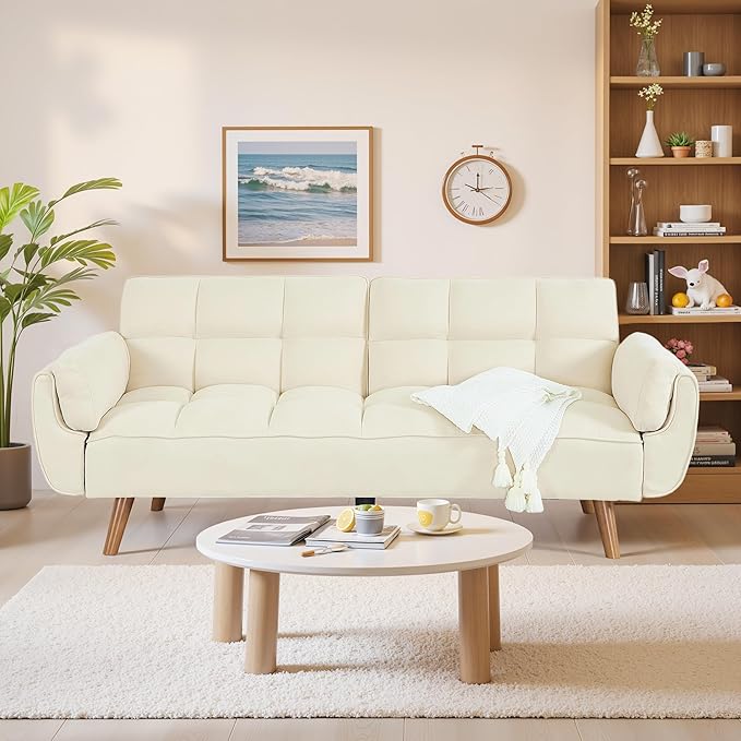 Convertible Futon Sofa Bed with Adjustable Backrest