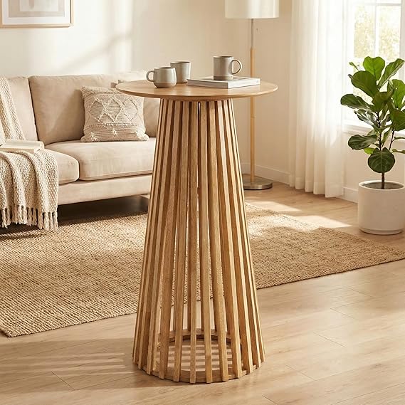 Round Bar Table 43.5" High with Geometric Base