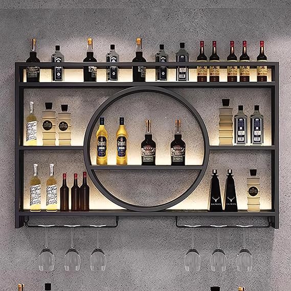 Wall Mounted Wine Rack with LED Light