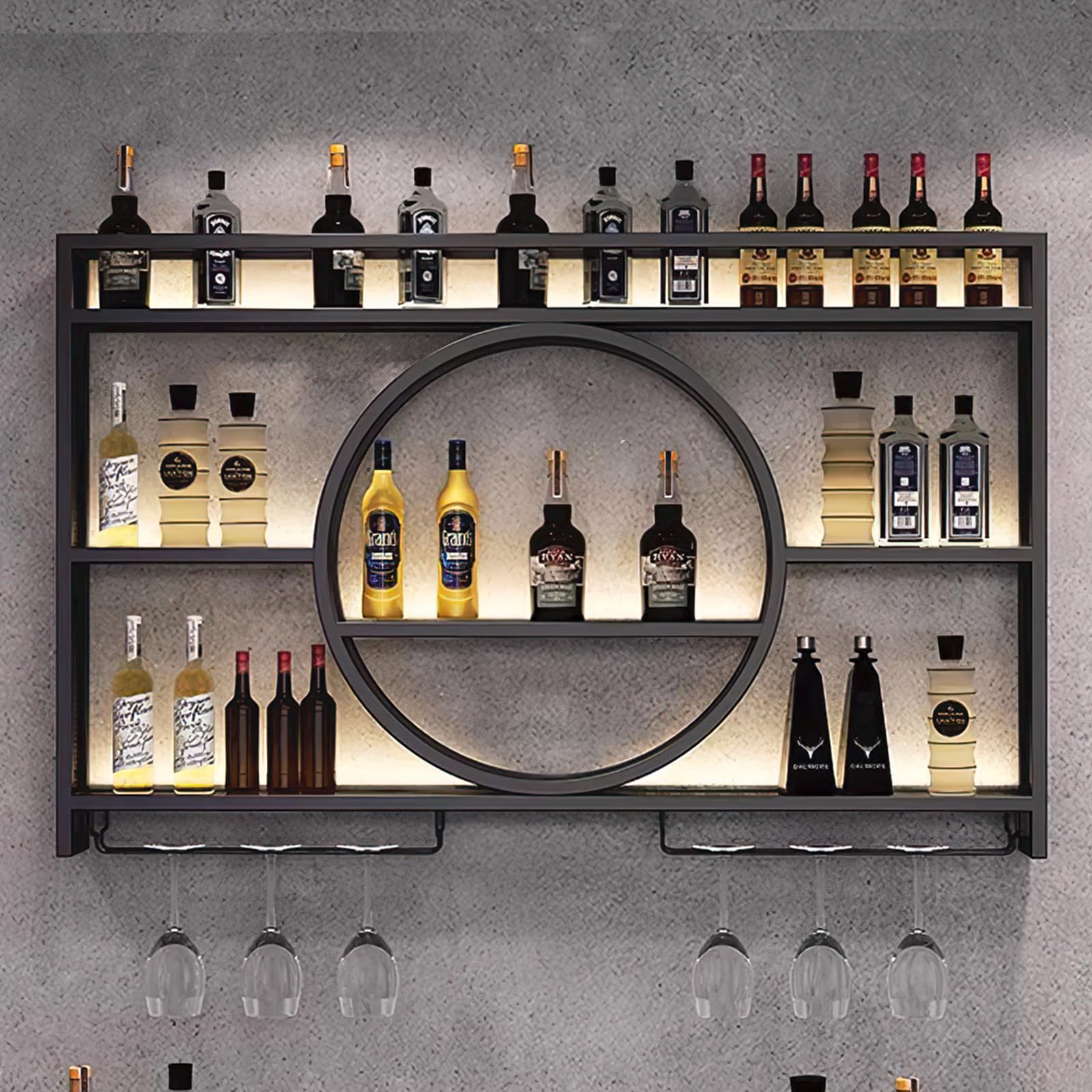 Wall Mounted Wine Rack with LED Light