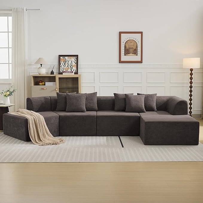 Oversized Cloud Velvet Curved Sectional Sofa with Chaise