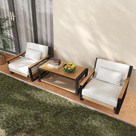 Aluminum Patio Sofa Set with PE Rope Weaving