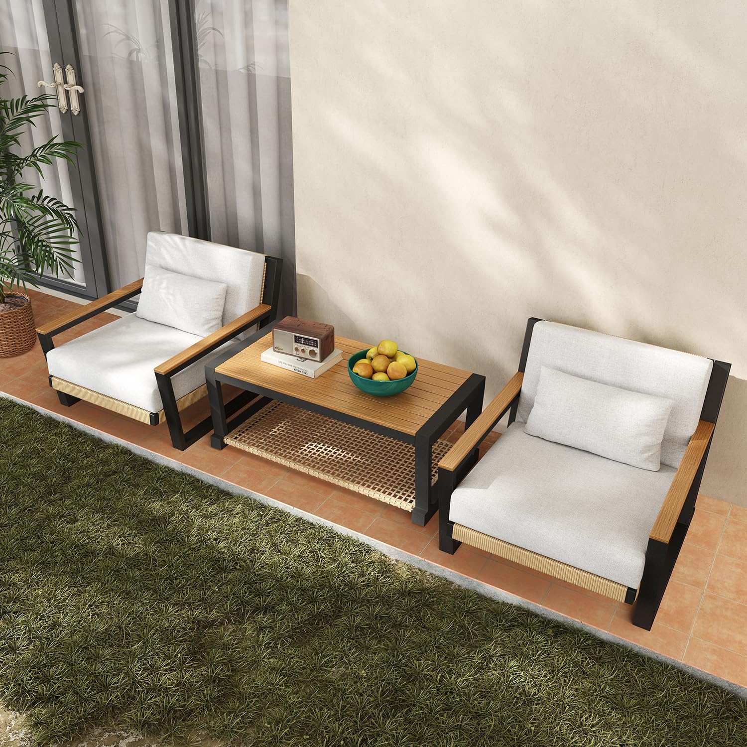 Aluminum Patio Sofa Set with PE Rope Weaving