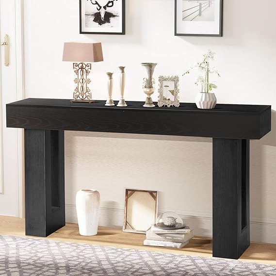 63" Long Console Table for Entryway with 2-Tier Storage