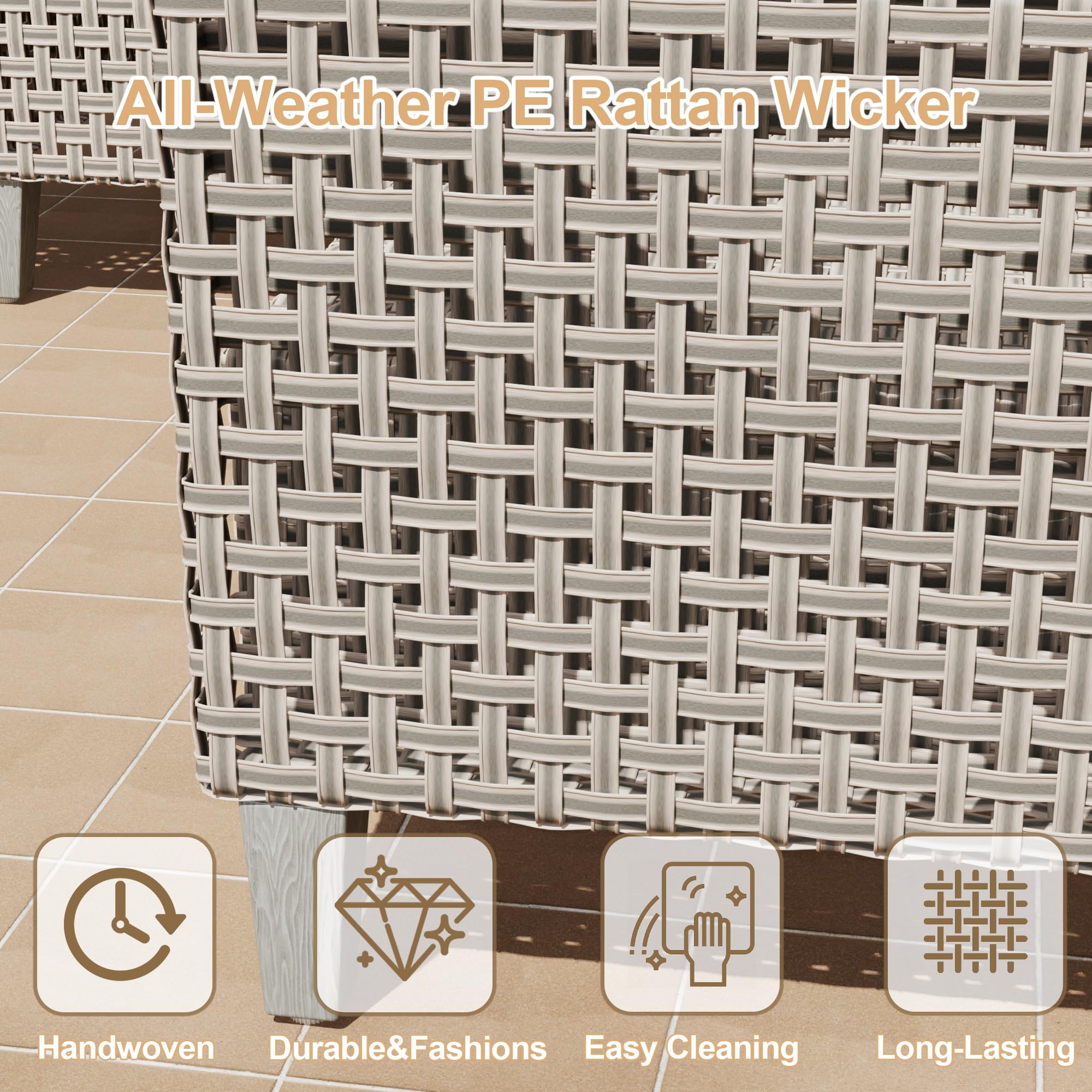 7-Piece Modular Patio Sectional Sofa Set with Ottomans