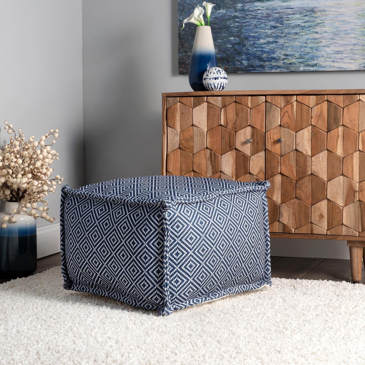 Amalfi Aztec Print Indoor/Outdoor Ottoman Pouf