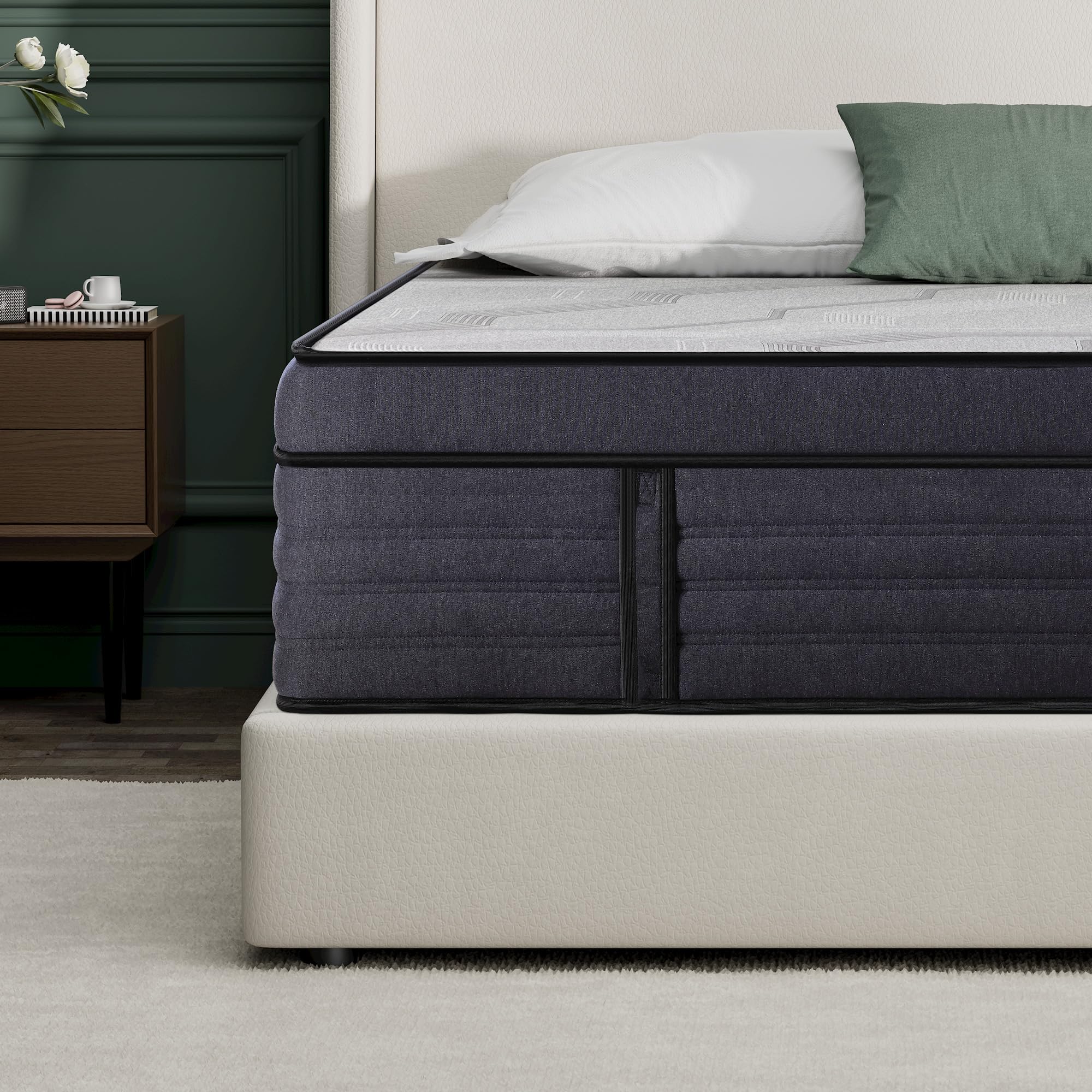 15 Inch Hybrid Charcoal Gel Memory Foam Queen Mattress