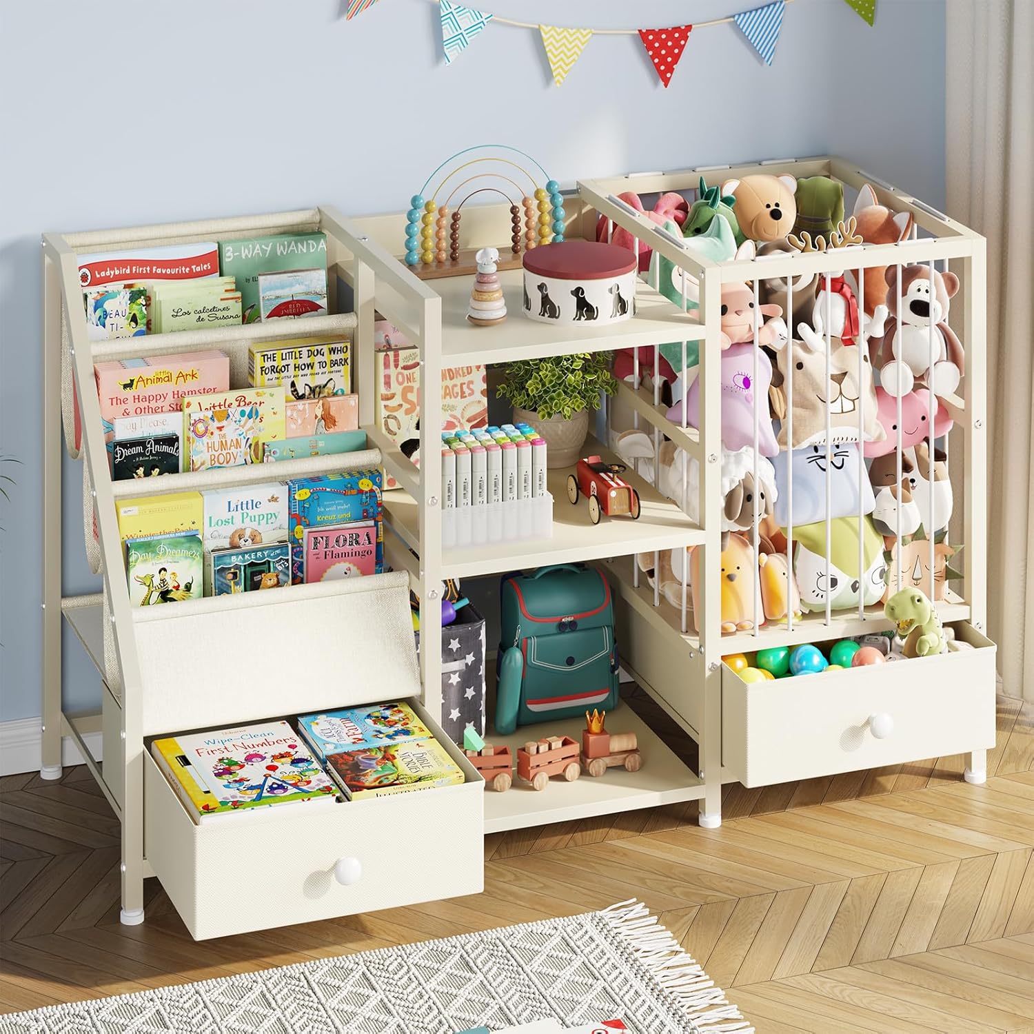 Montessori Kids Bookshelf with Toy Storage